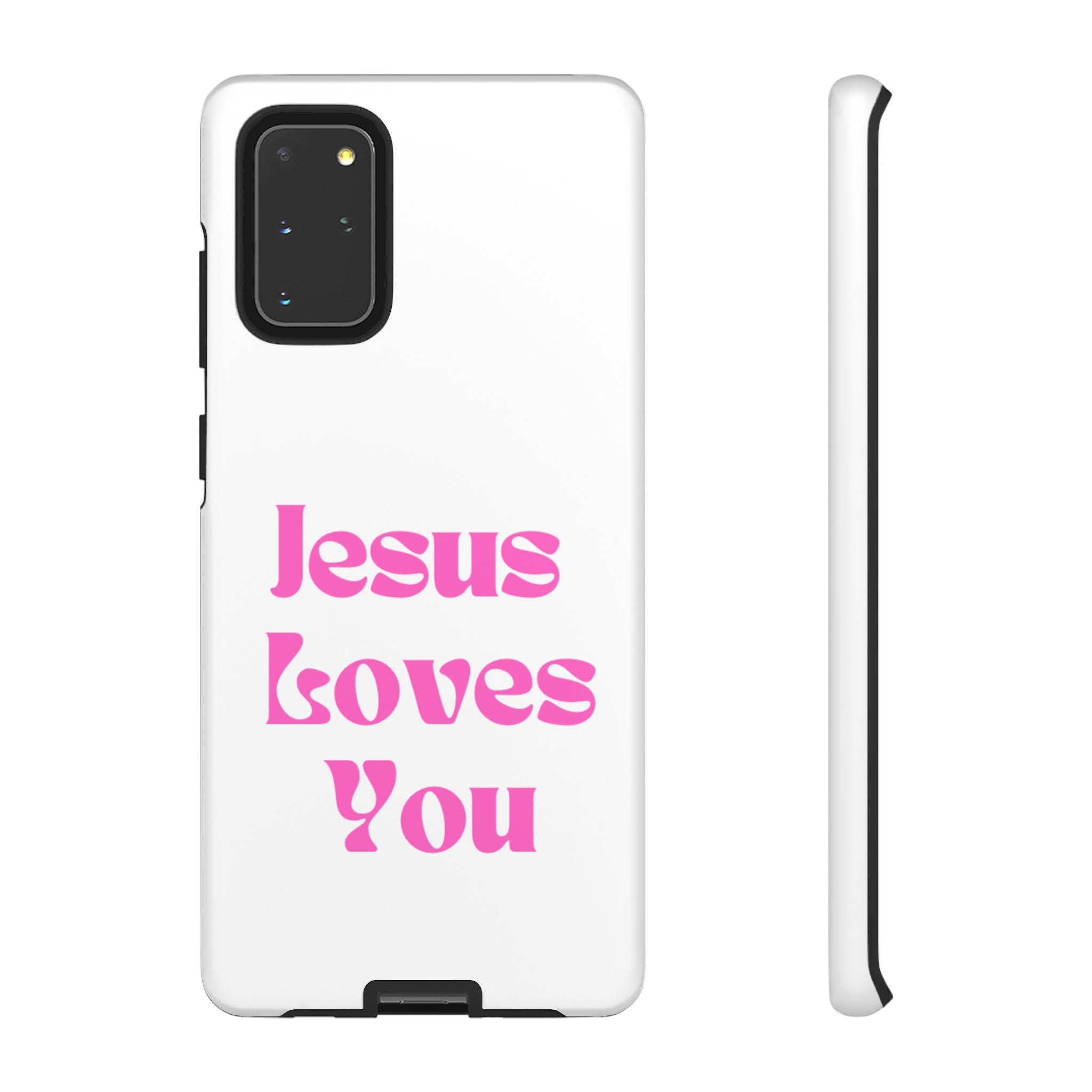 Jesus Loves You Phone Case — Pink Retro Christian Phone Cover