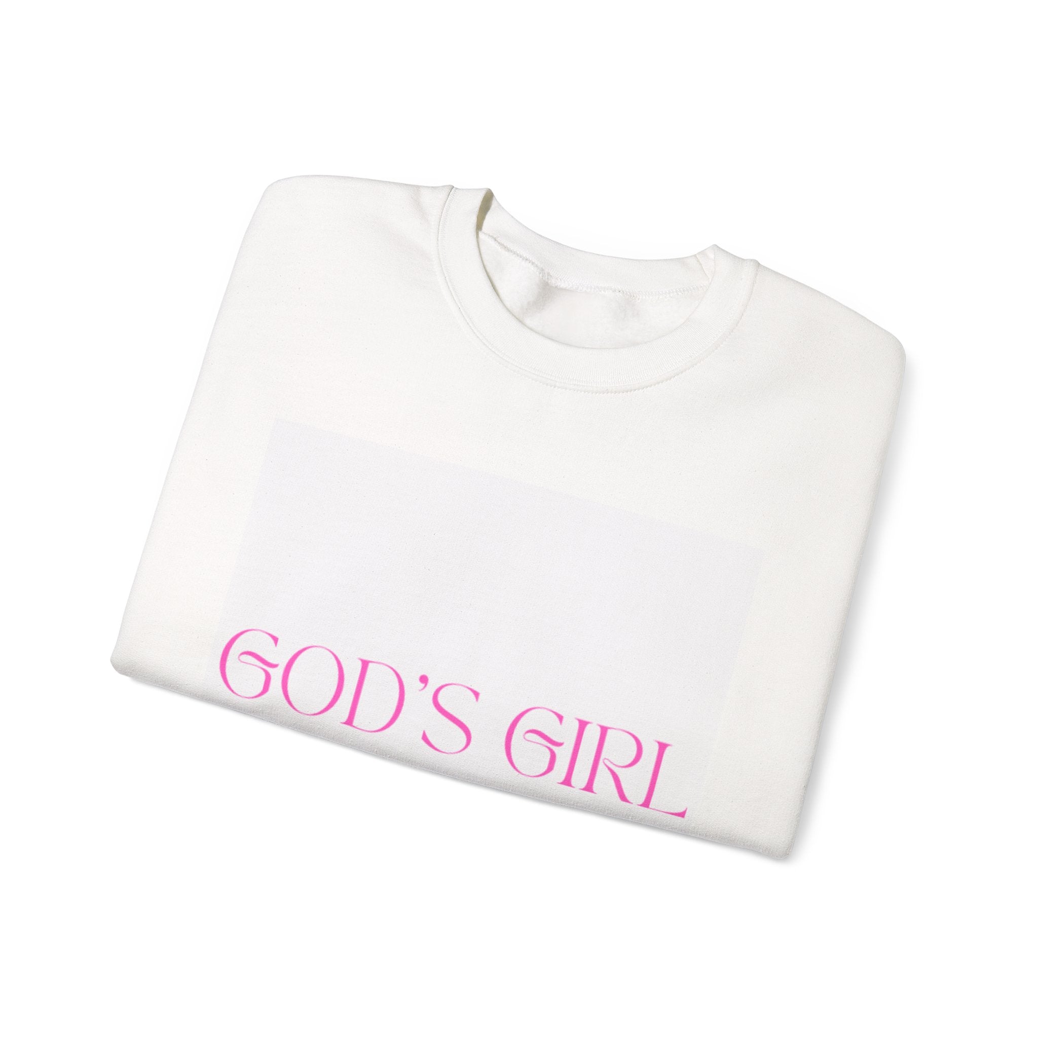Crewneck Sweatshirt — "GOD'S GIRL" Pink Script Christian Pullover