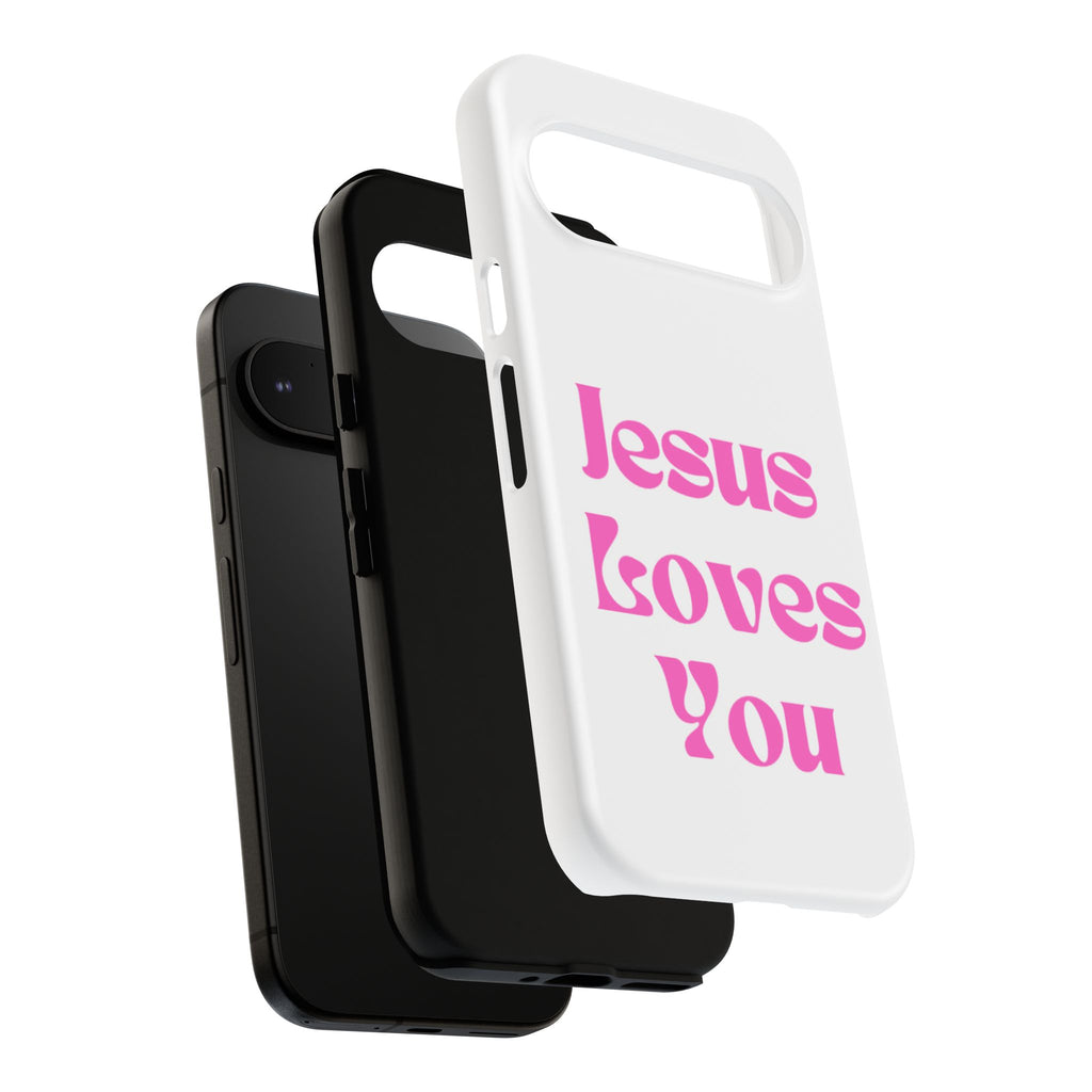 Jesus Loves You Phone Case — Pink Retro Christian Phone Cover