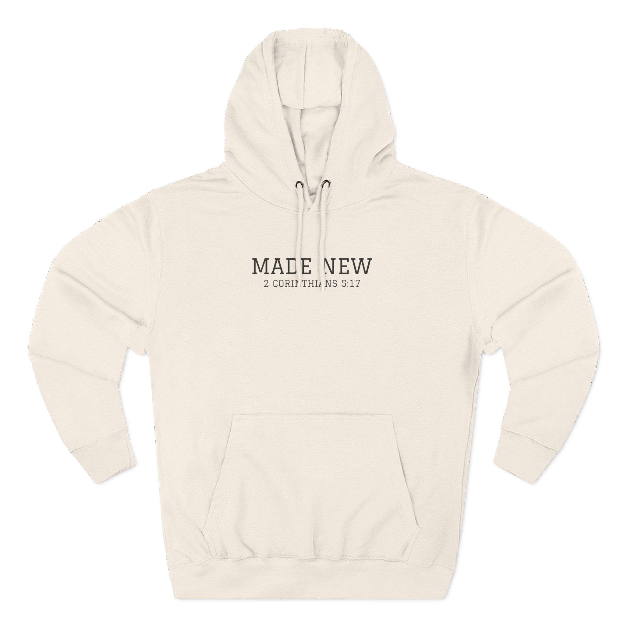 Minimal 'Made New' Fleece Men's Hoodie — Soft White Pullover Hooded Sweatshirt