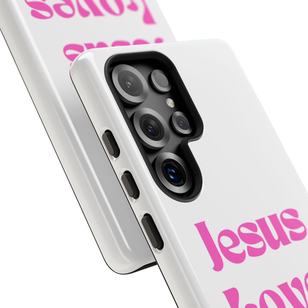Jesus Loves You Phone Case — Pink Retro Christian Phone Cover