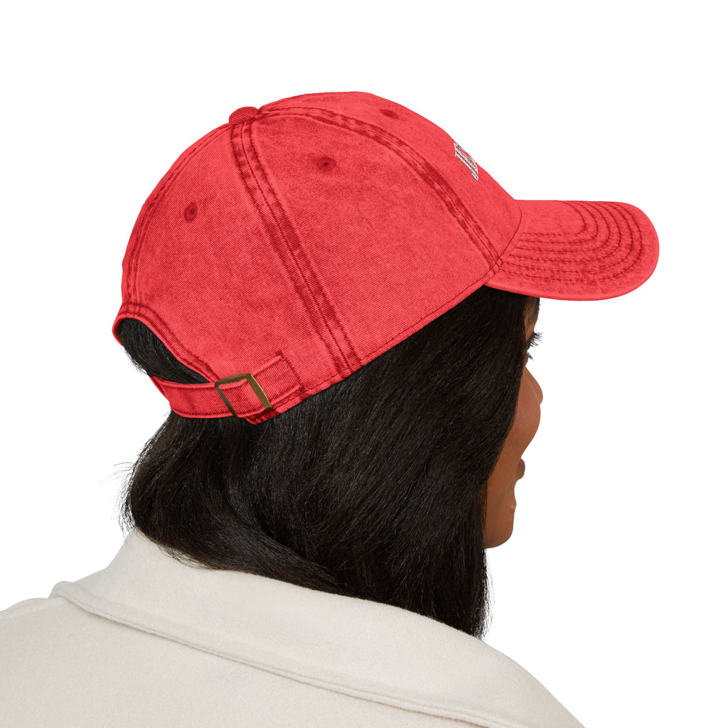 Jesus Saves Vintage Embroidered Cap — Distressed Red Faith Dad Hat