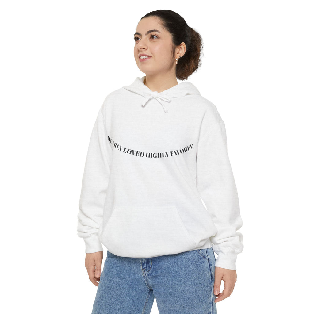 Dearly Loved and Highly Favored Curved Text Hoodie — "We Are Not Lucky, We’re Blessed" Comfort Pullover