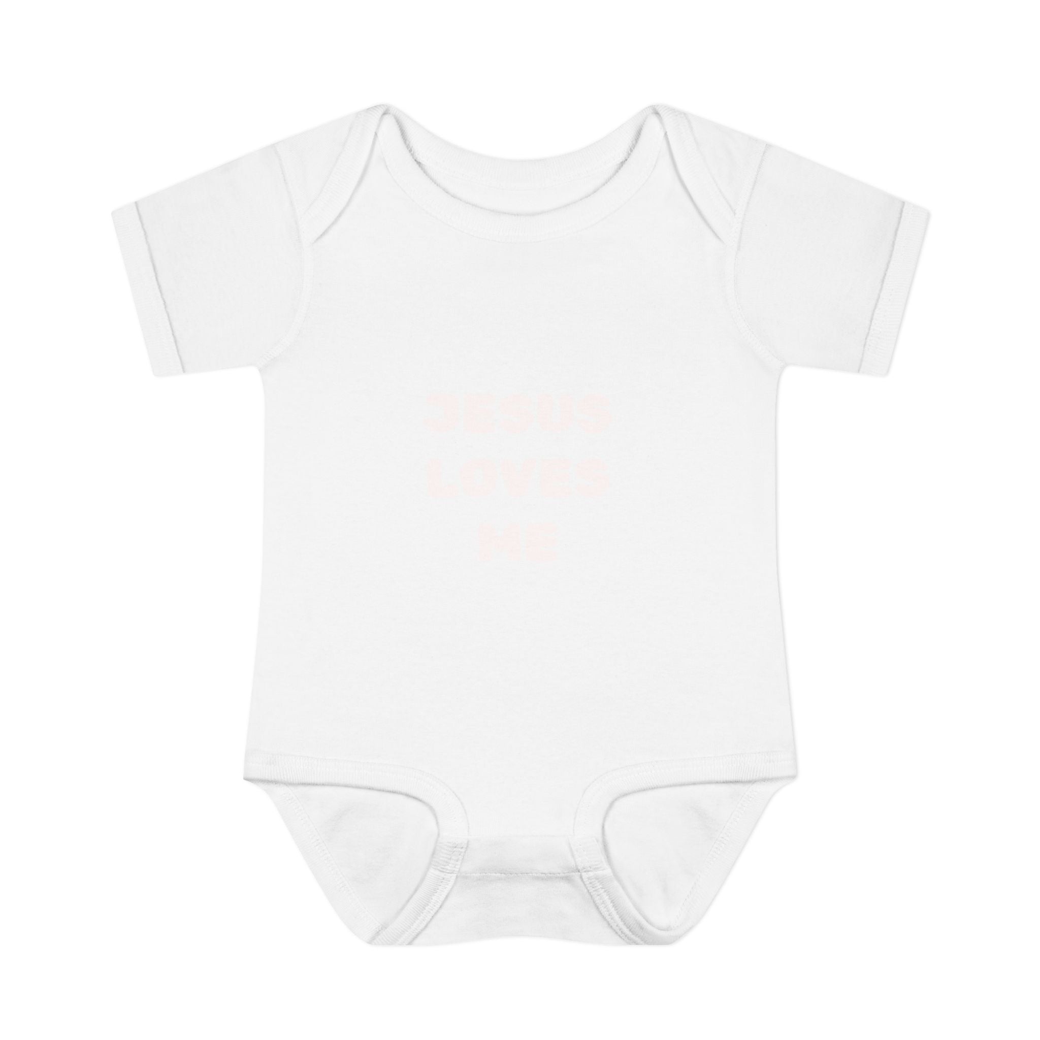 Jesus Loves Me Infant Rib One-Piece (Plain White)
