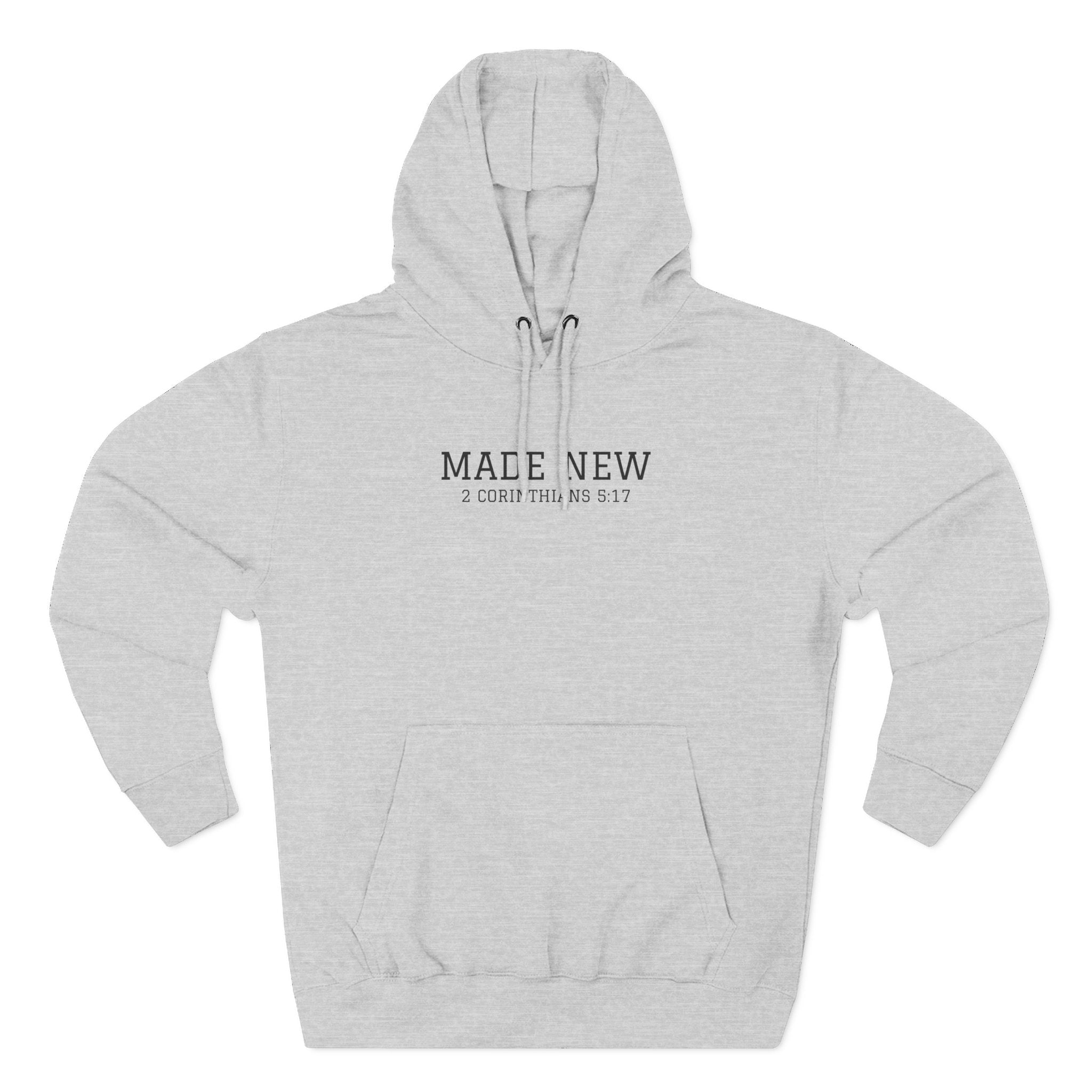 Minimal 'Made New' Fleece Men's Hoodie — Soft White Pullover Hooded Sweatshirt