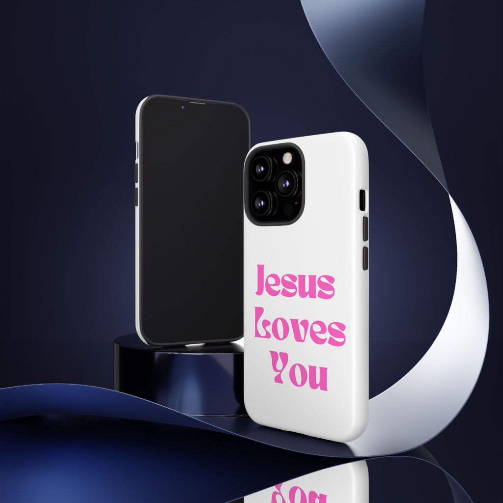 Jesus Loves You Phone Case — Pink Retro Christian Phone Cover