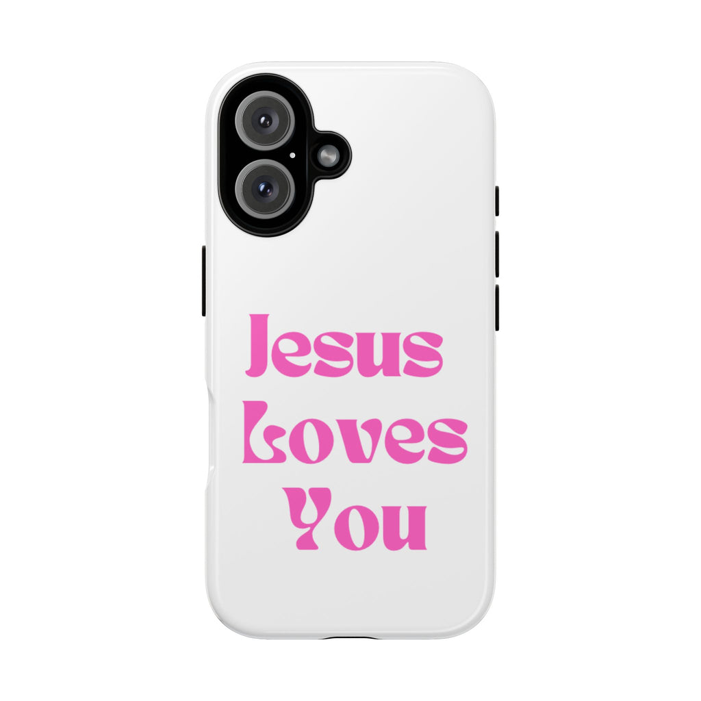 Jesus Loves You Phone Case — Pink Retro Christian Phone Cover