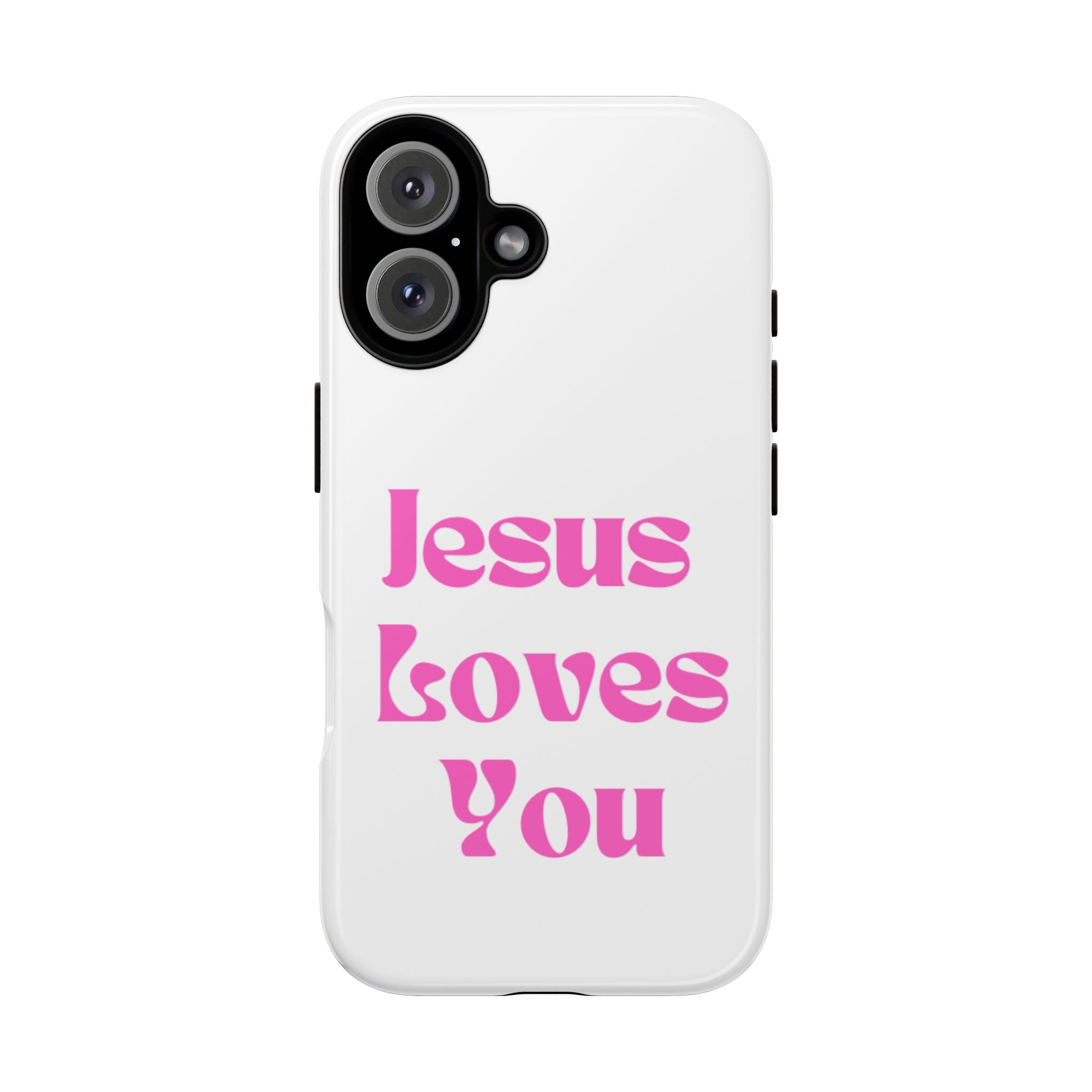 Jesus Loves You Phone Case — Pink Retro Christian Phone Cover