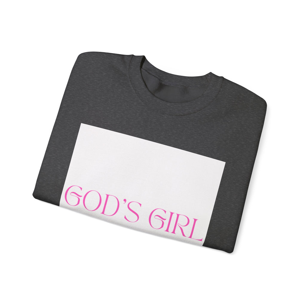 Crewneck Sweatshirt — "GOD'S GIRL" Pink Script Christian Pullover