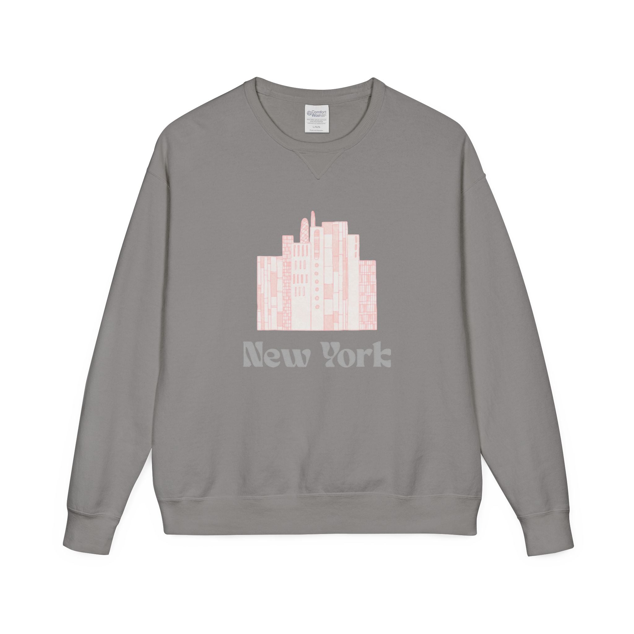 New York Skyline Crewneck Sweatshirt — Soft Pastel City Graphic