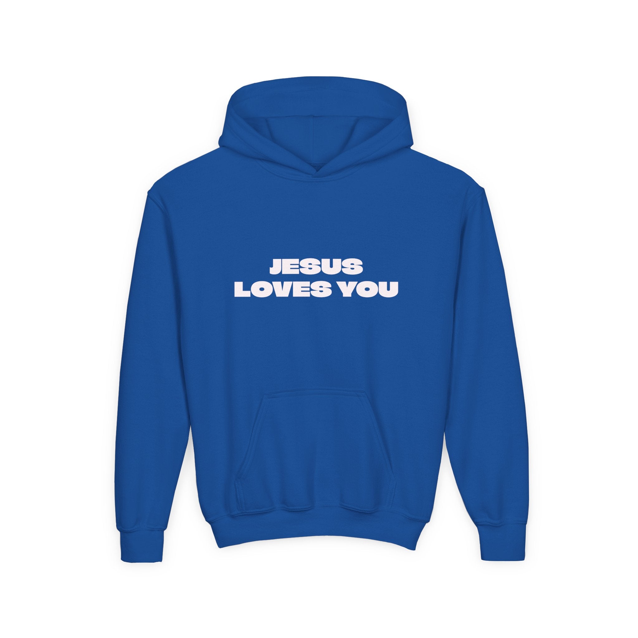 Youth Hoodie — "Jesus Loves You" Christian Faith Pullover