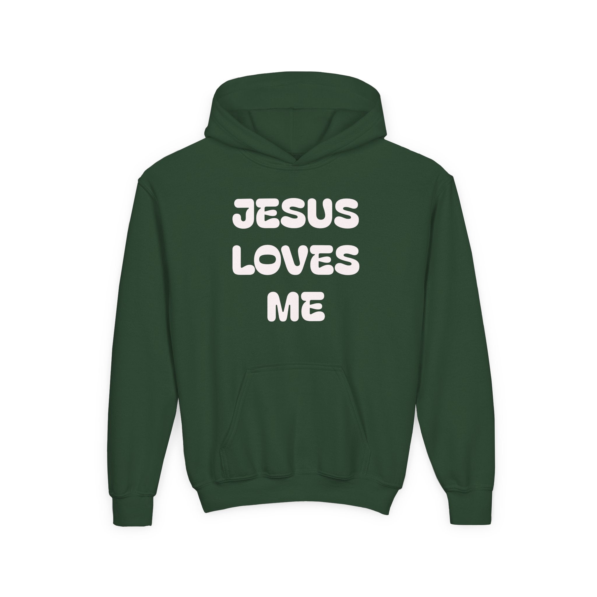 Youth Hoodie — 'Jesus Loves Me' Pastel Faith Pullover