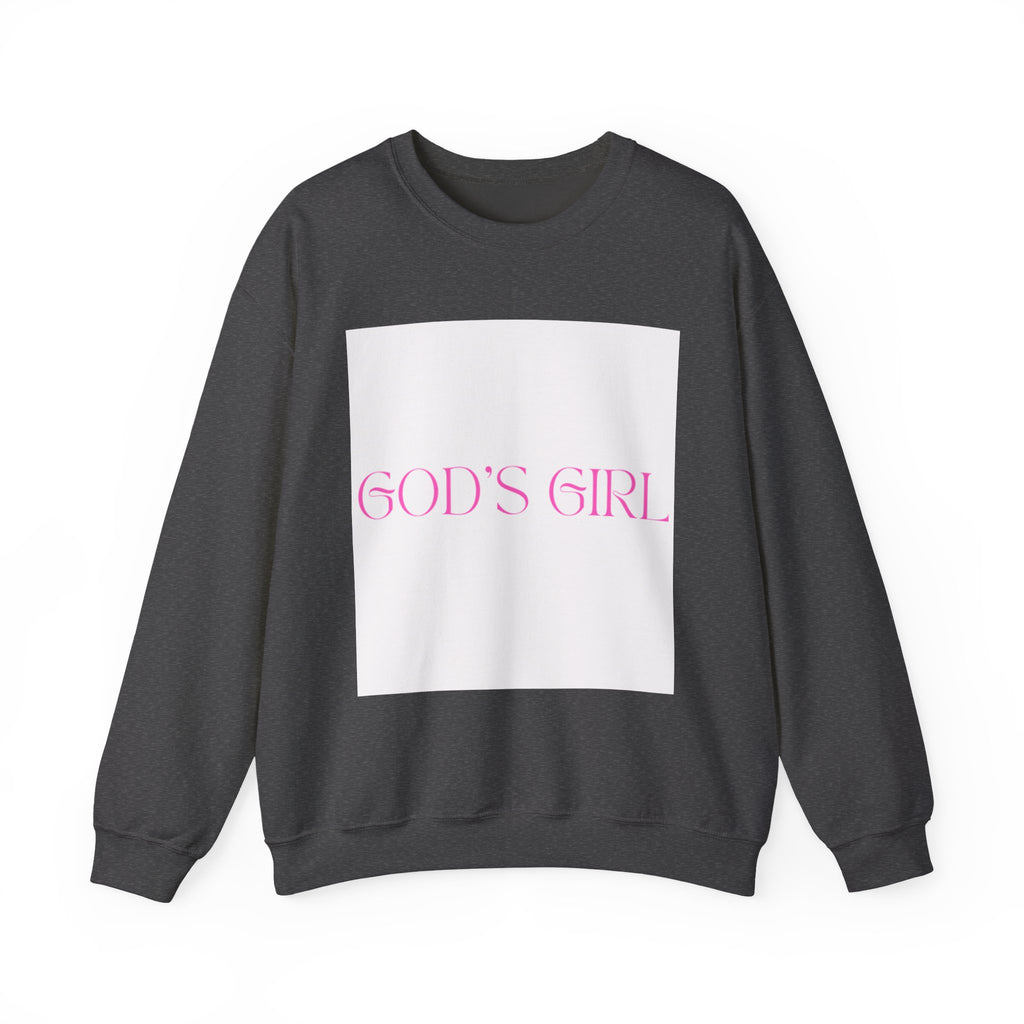 Crewneck Sweatshirt — "GOD'S GIRL" Pink Script Christian Pullover