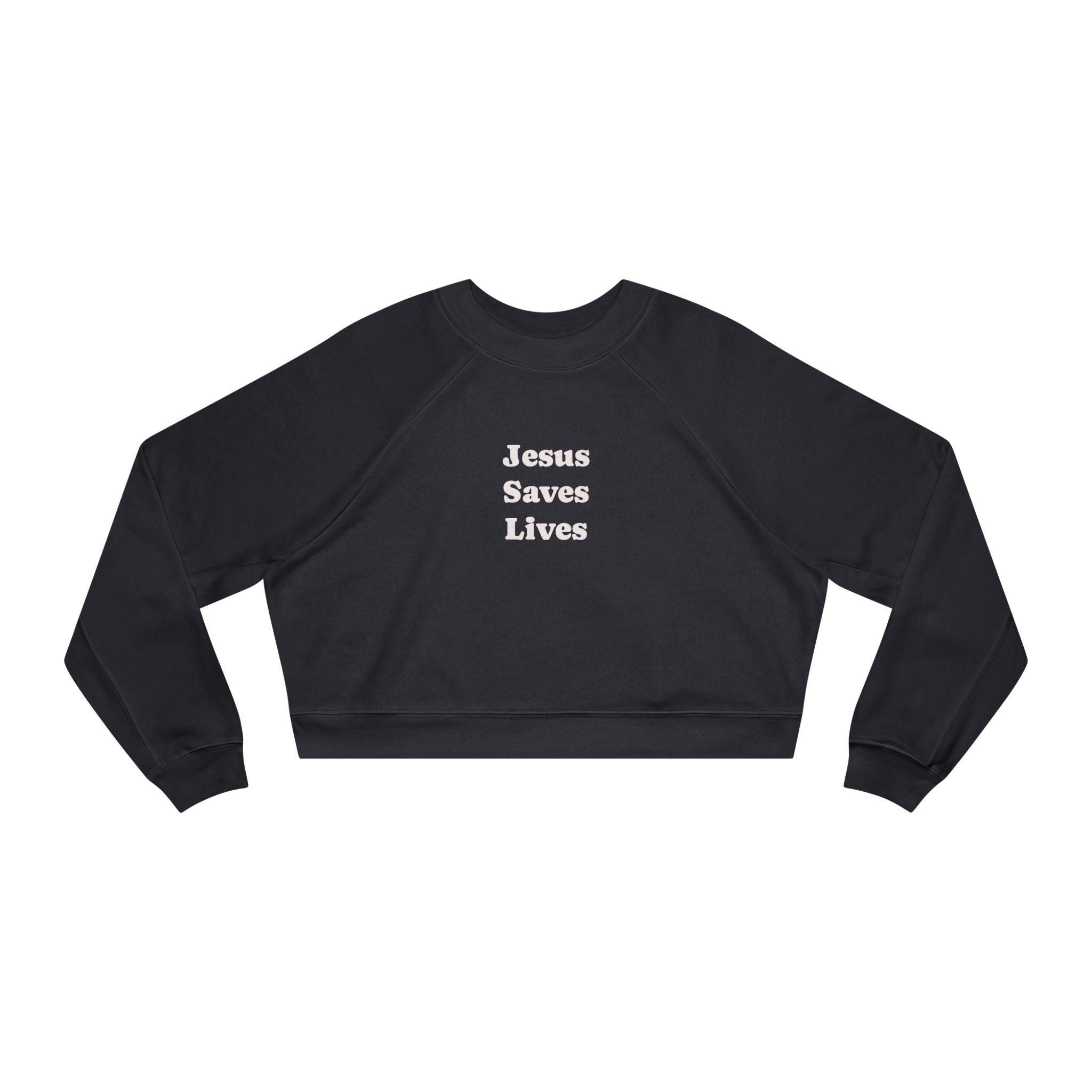 Jesus Saves Lives Cropped Pullover — Bold Faith, Cozy Fit