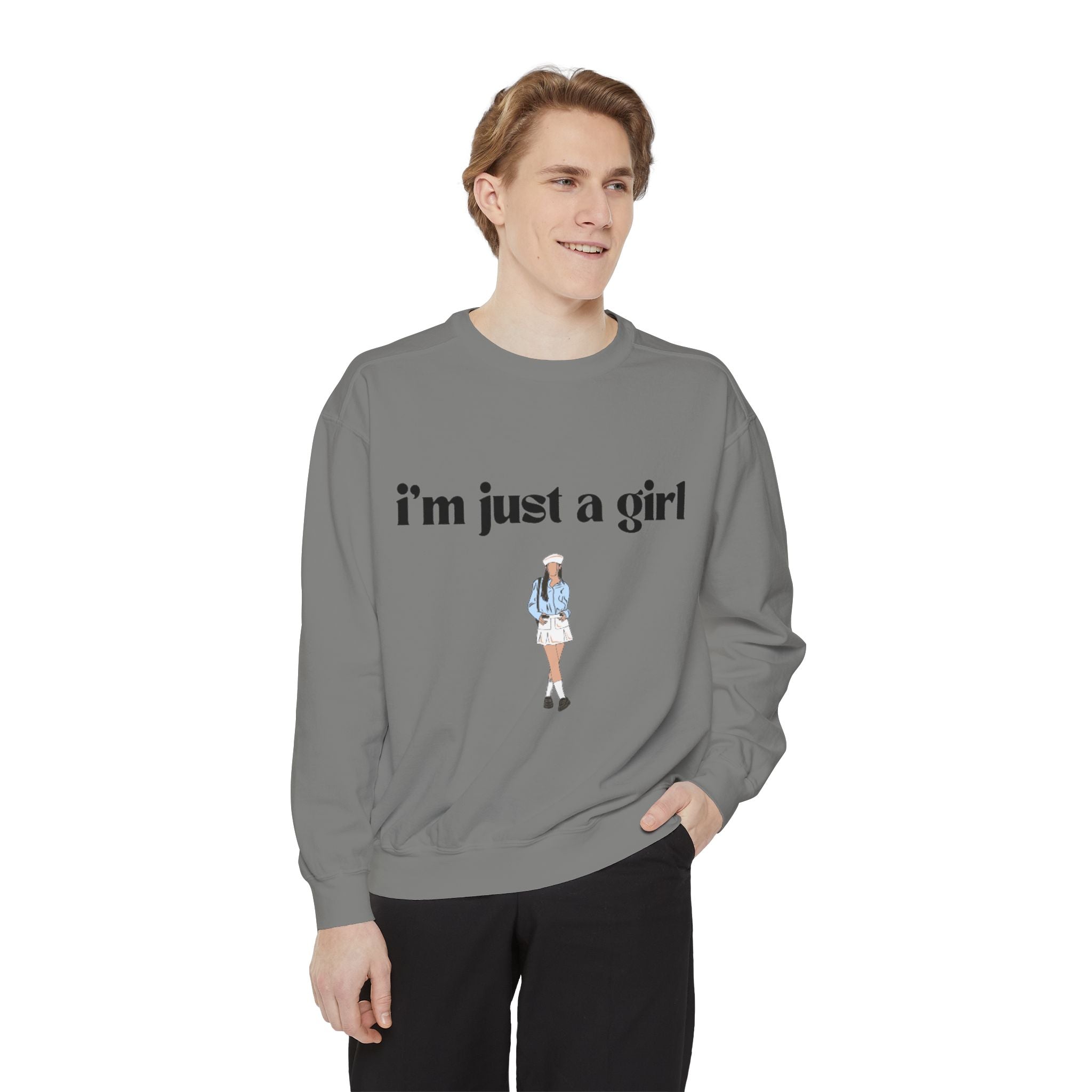 I'm Just a Girl Graphic Sweatshirt — Cute Casual Girl Illustration Pullover