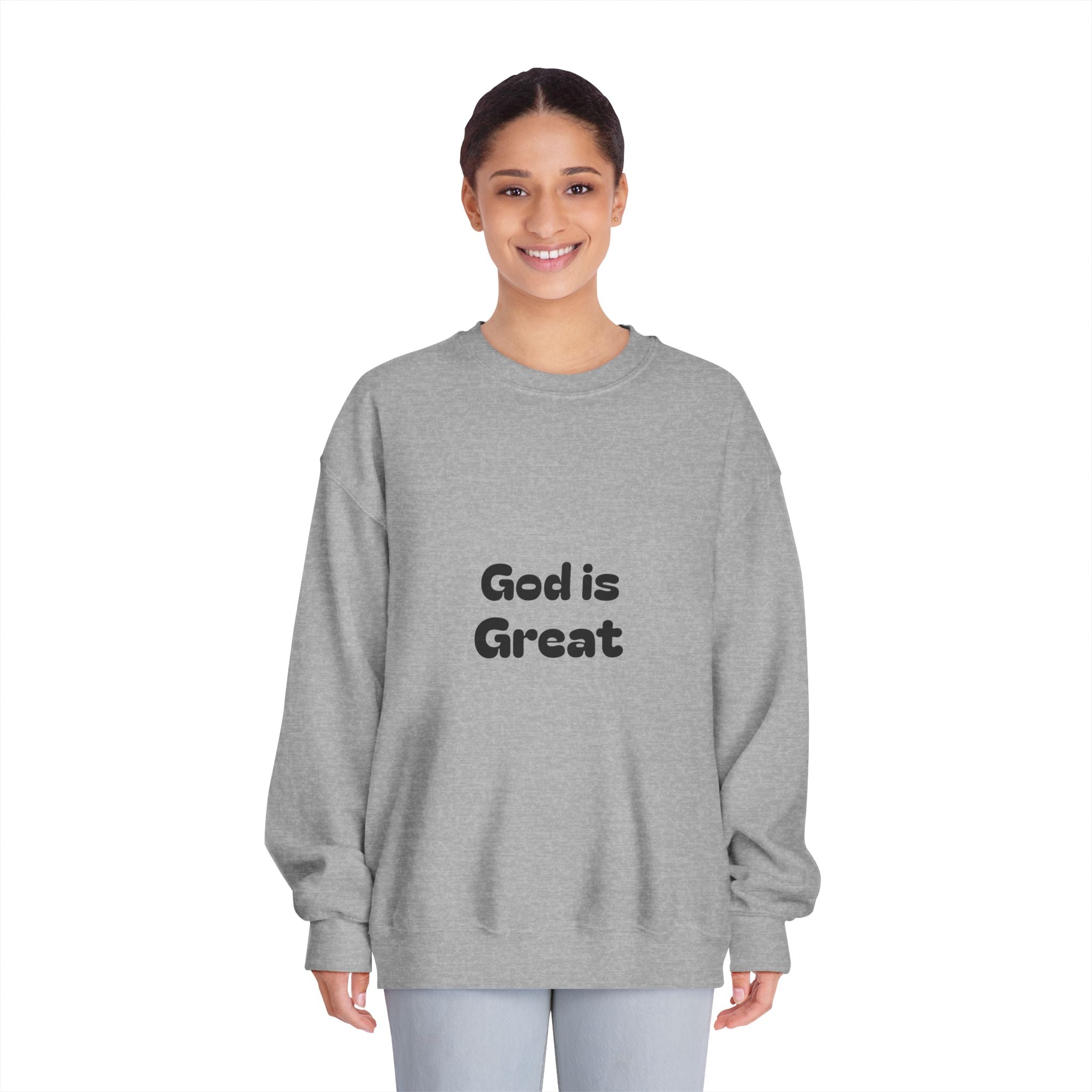 God Is Great Crewneck Sweatshirt — Minimal Faith Graphic Pullover