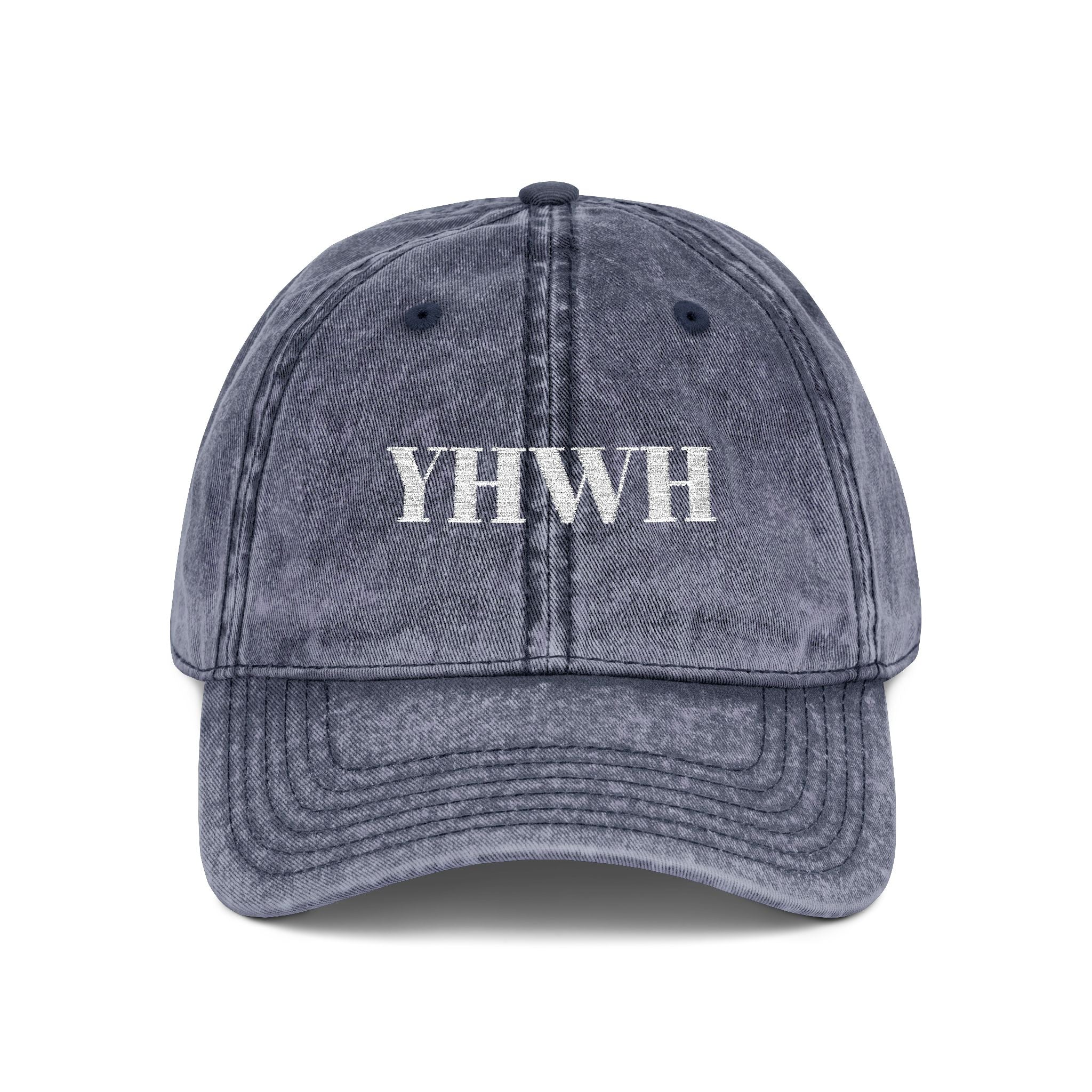 Vintage YHWH Embroidered Cap — Distressed Red Religious Baseball Hat