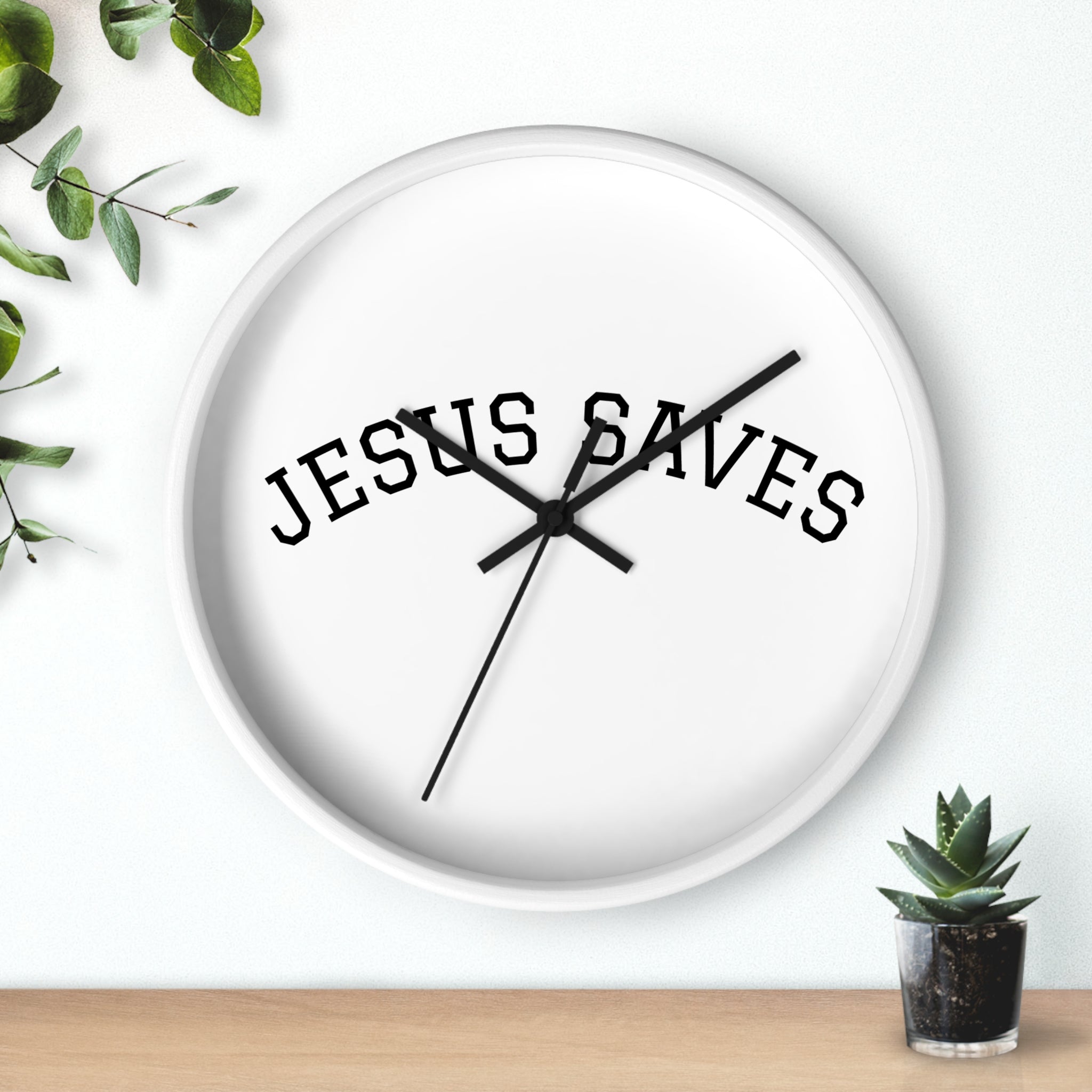 Jesus Saves Wall Clock – Minimalist Christian Home Decor