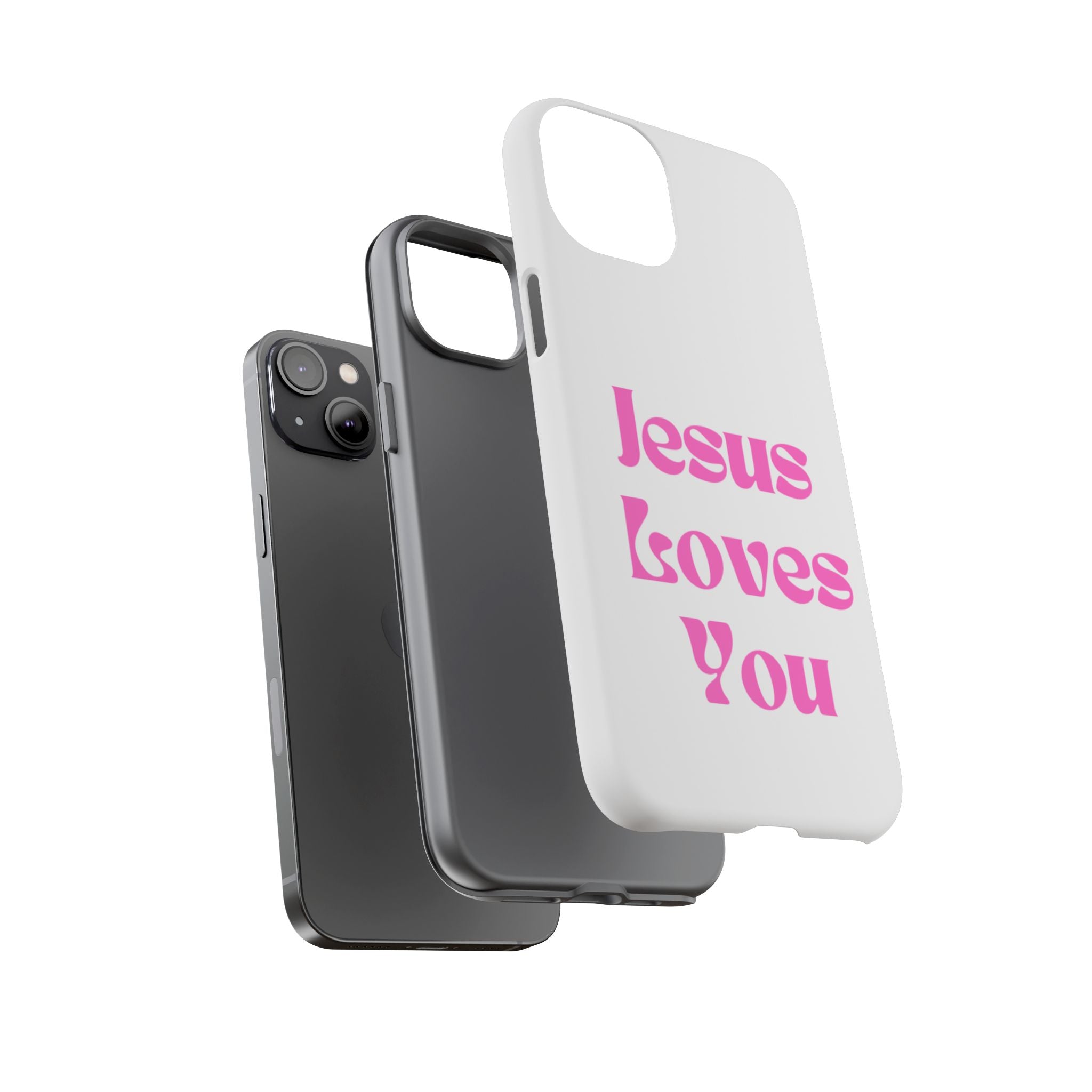 Jesus Loves You Phone Case — Pink Retro Christian Phone Cover