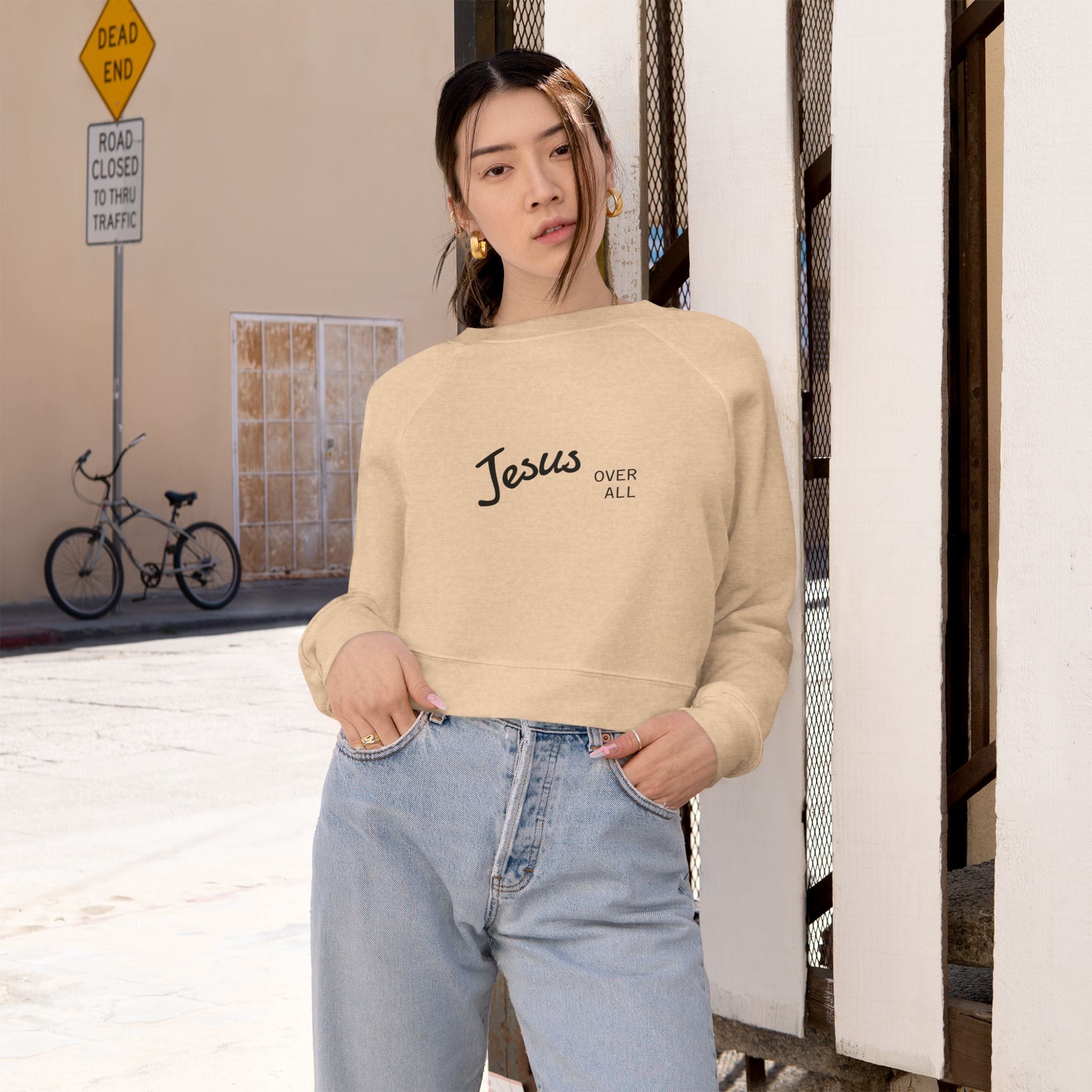 Jesus Saves Cropped Pullover — Women's Faith-inspired Fleece Top