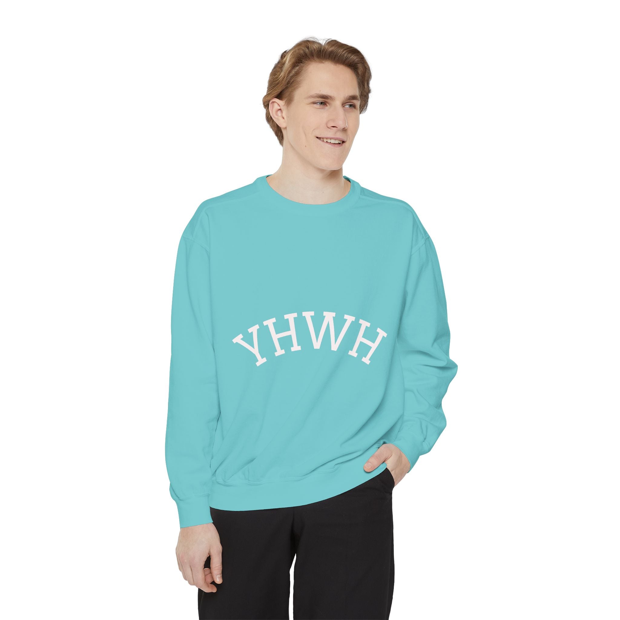 YHWH Arch Logo Sweatshirt  Soft White Garment-Dyed Crewneck