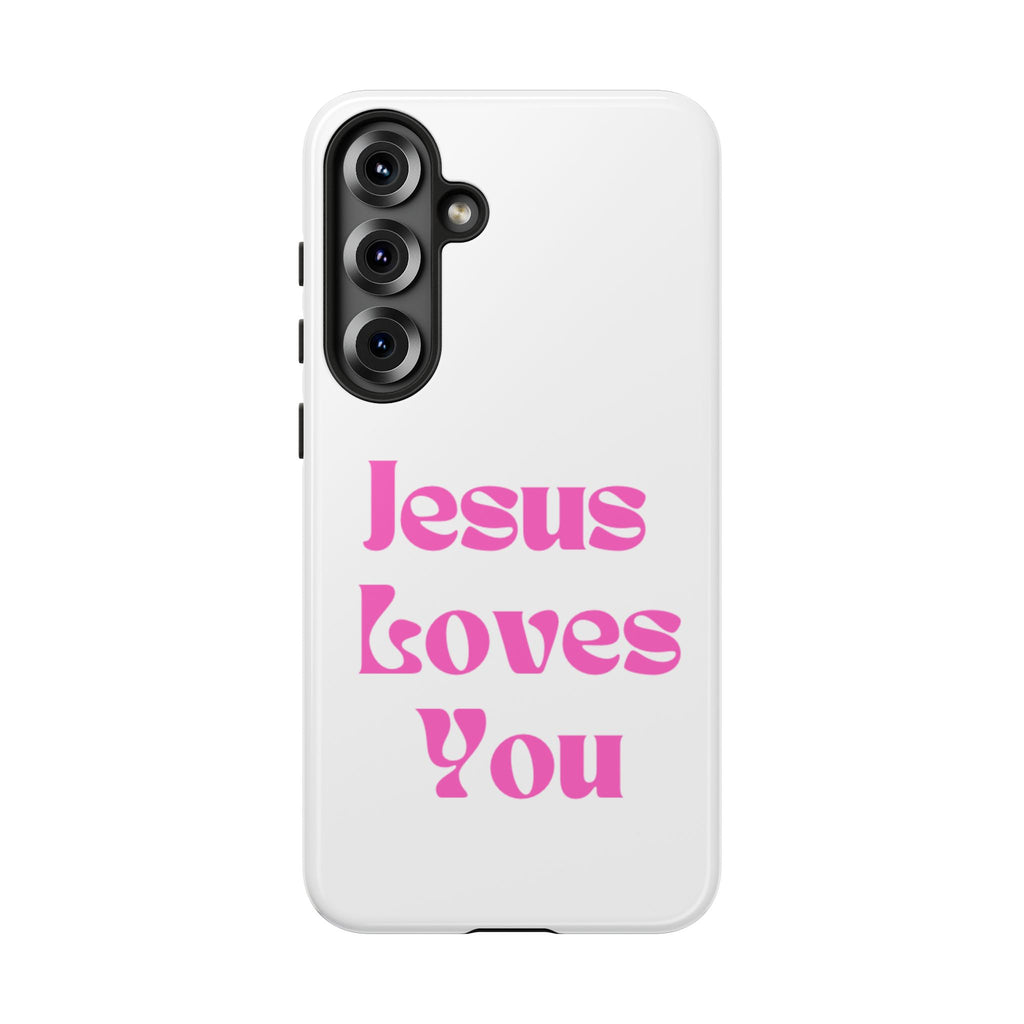 Jesus Loves You Phone Case — Pink Retro Christian Phone Cover