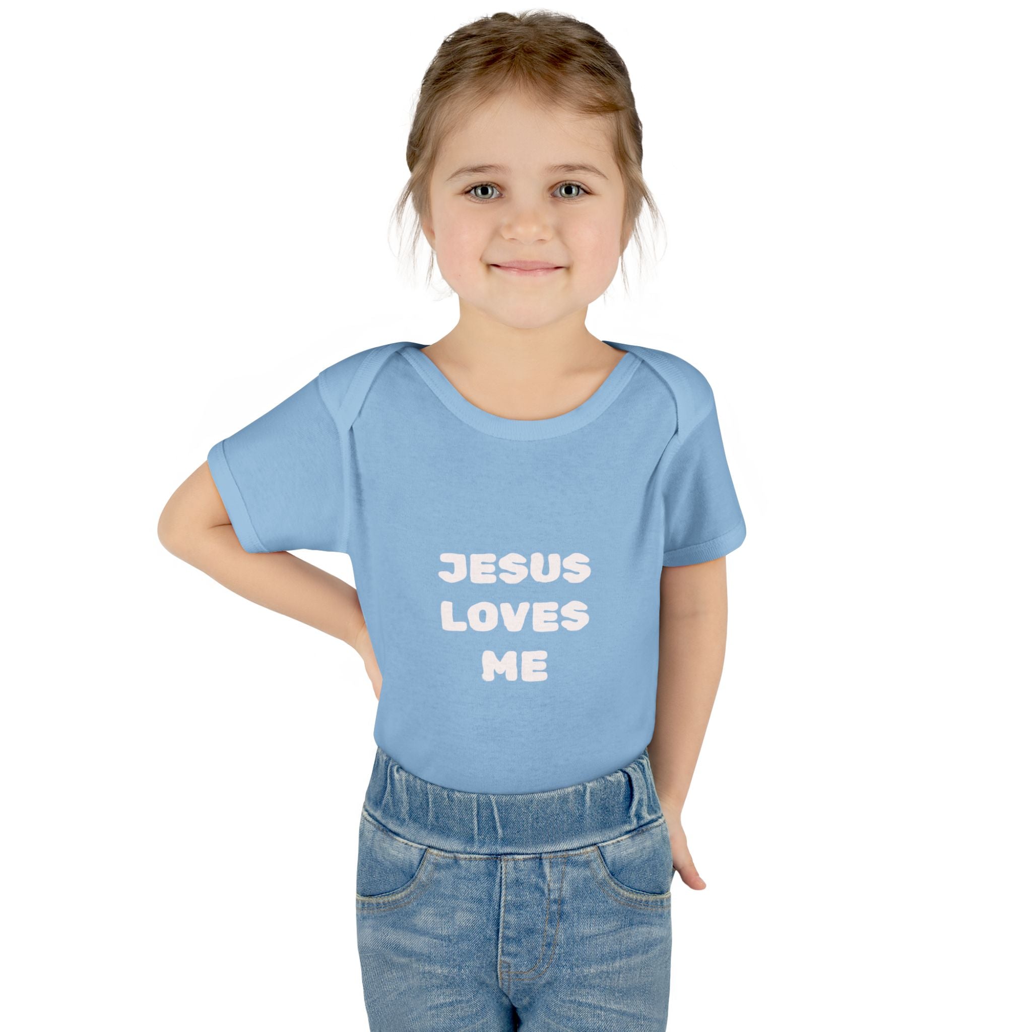 Jesus Loves Me Infant Rib One-Piece (Plain White)