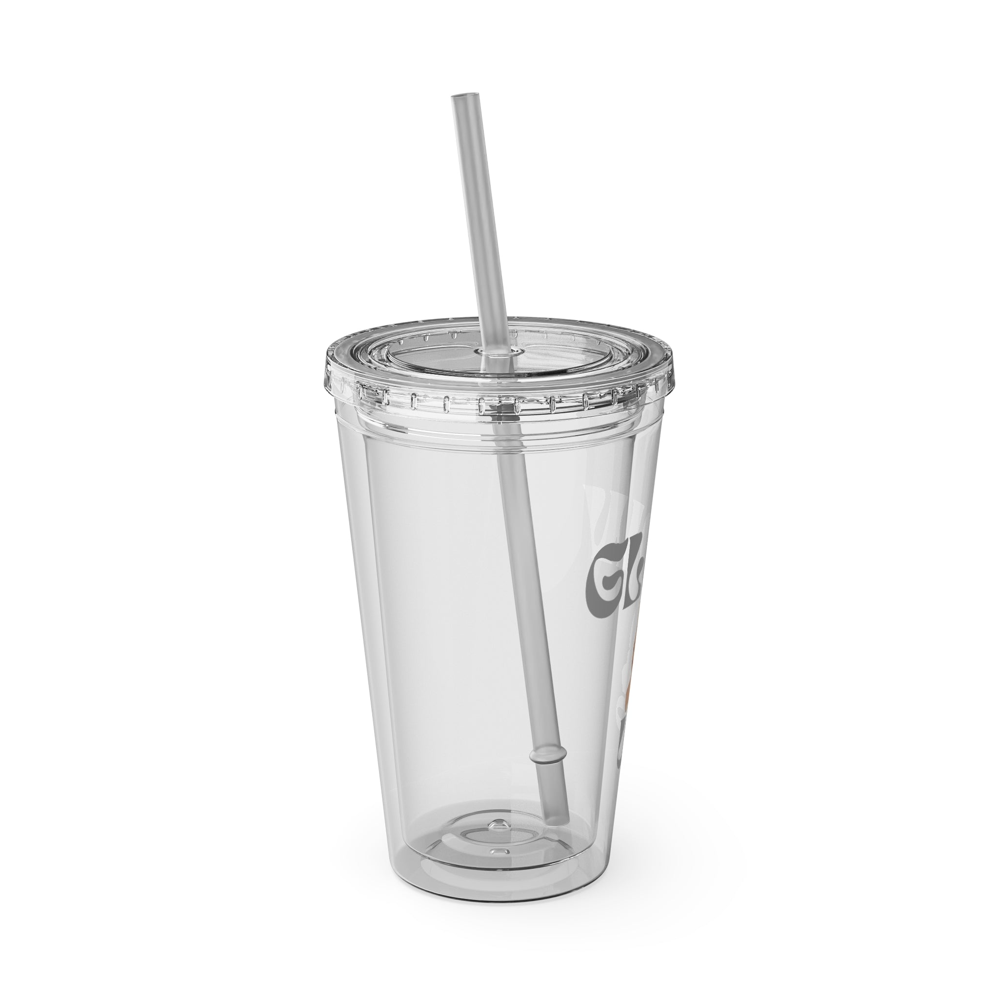 Glow Up Tumbler with Straw — 16oz Clear Sunsplash Drink Cup