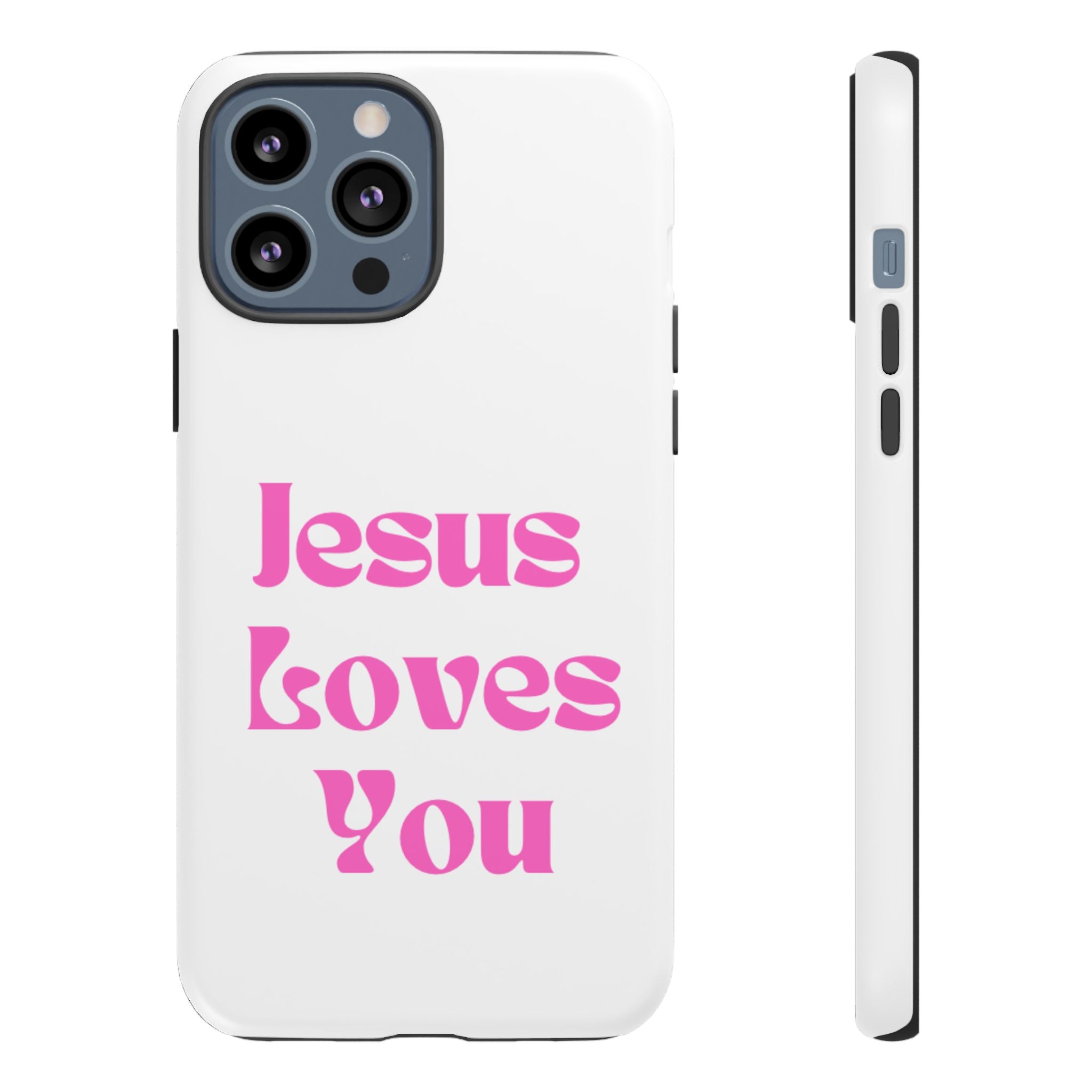 Jesus Loves You Phone Case — Pink Retro Christian Phone Cover