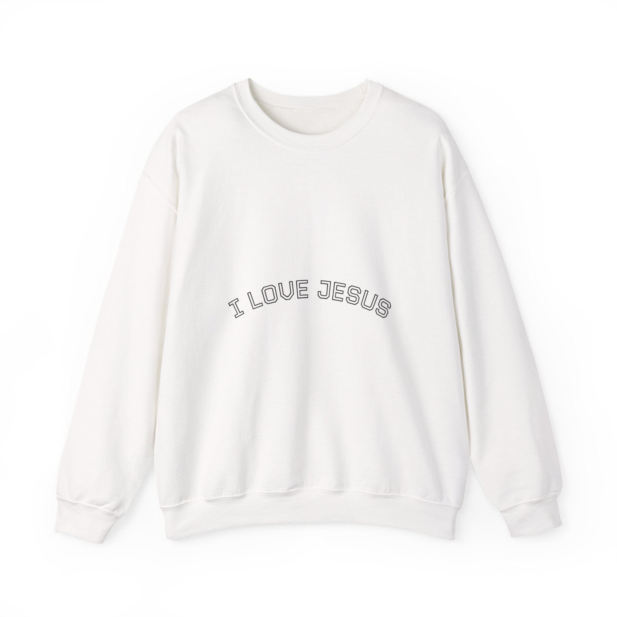 Crewneck Sweatshirt — "I Love Jesus" Minimalist Faith Pullover