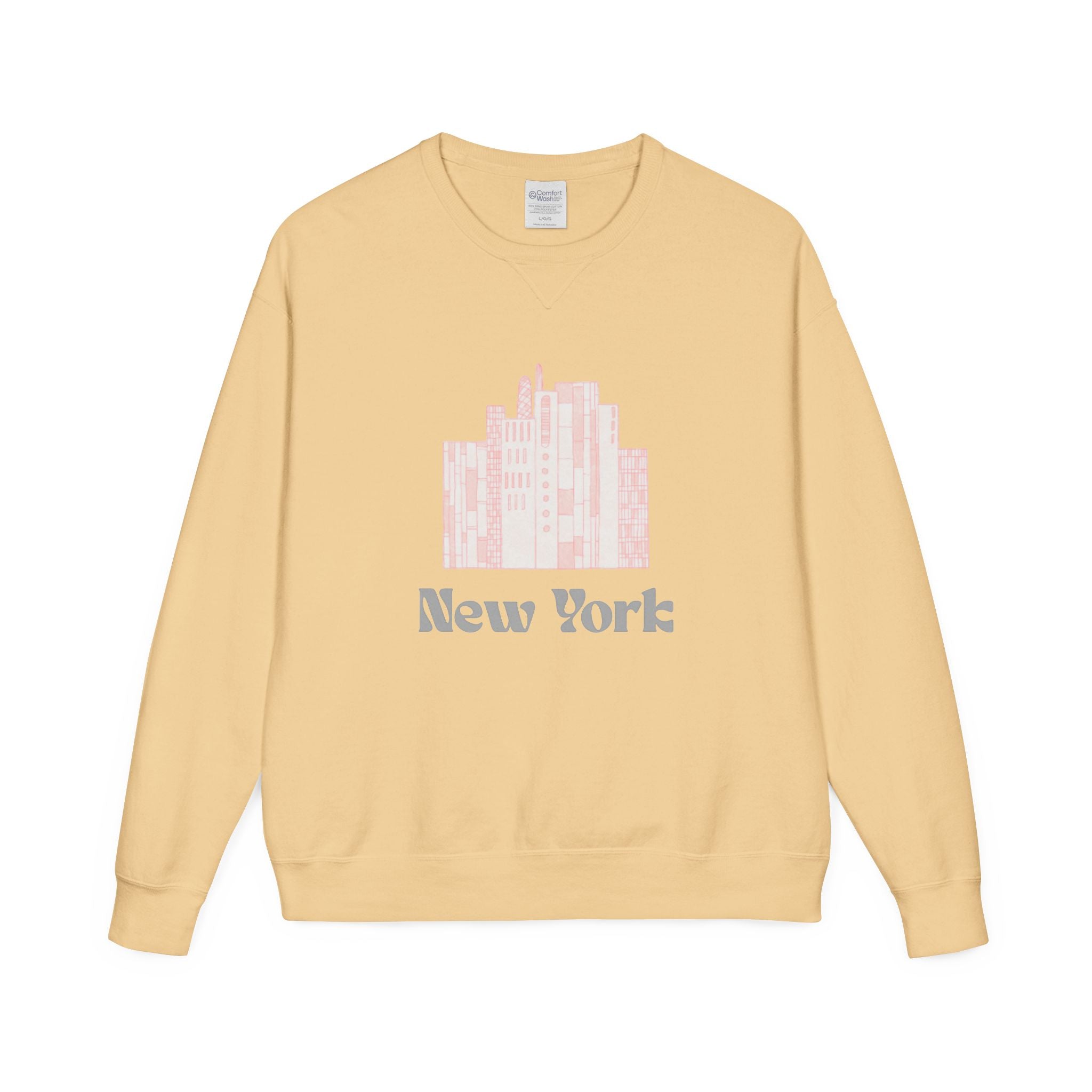 New York Skyline Crewneck Sweatshirt — Soft Pastel City Graphic