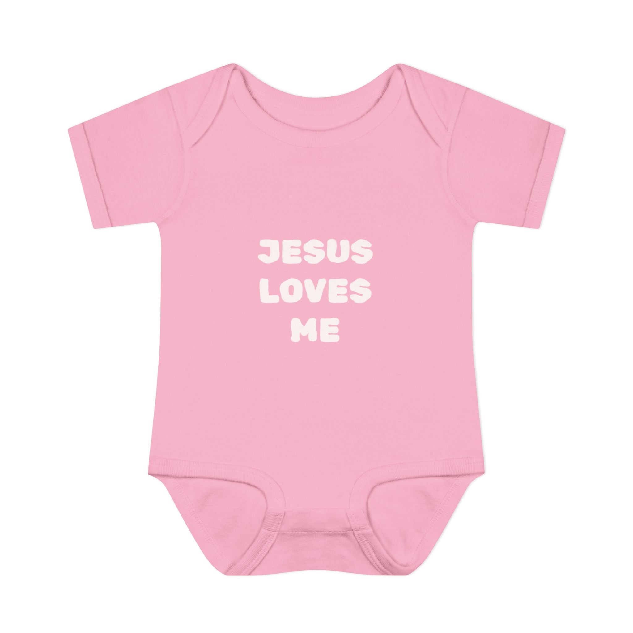 Jesus Loves Me Infant Rib One-Piece (Plain White)