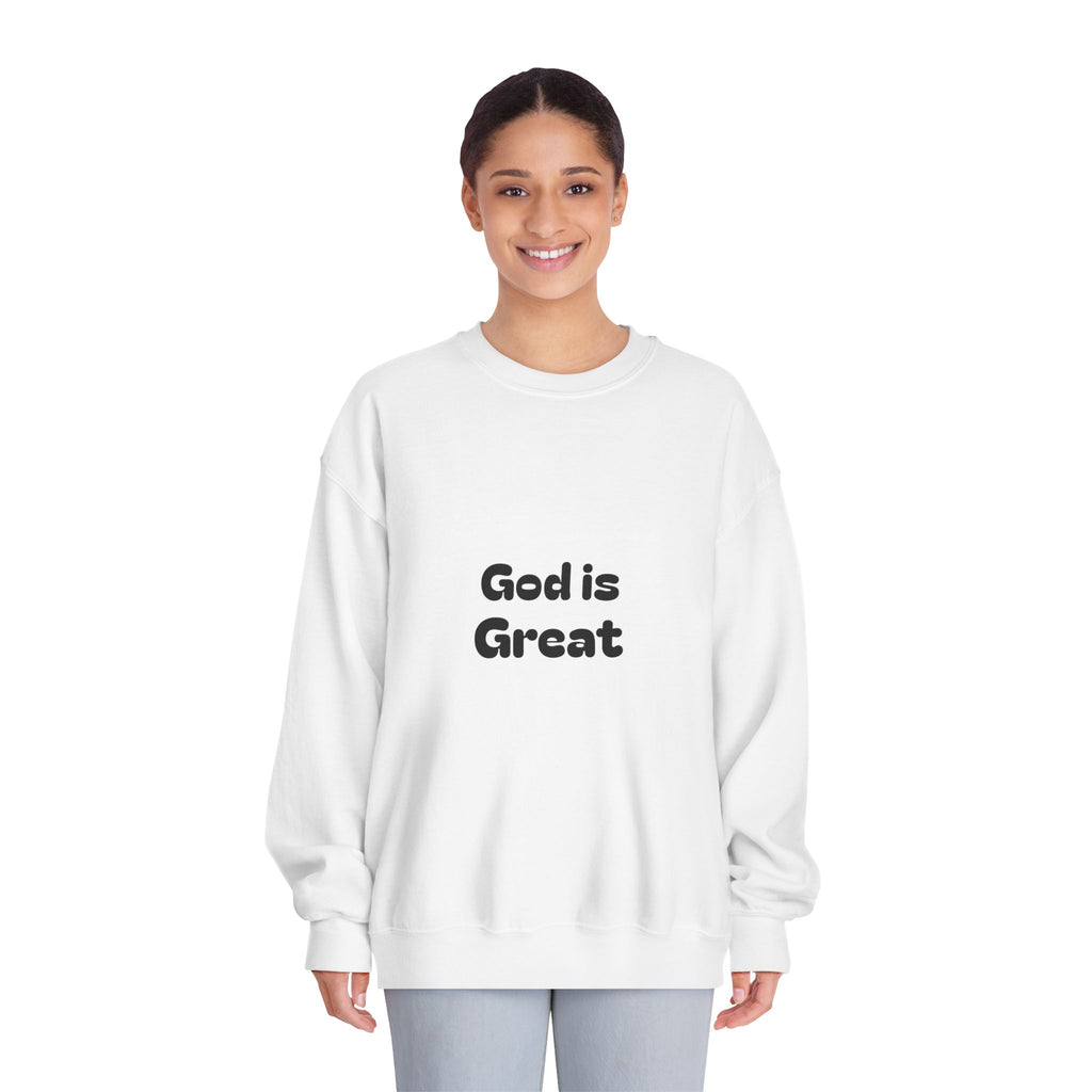 God Is Great Crewneck Sweatshirt — Minimal Faith Graphic Pullover