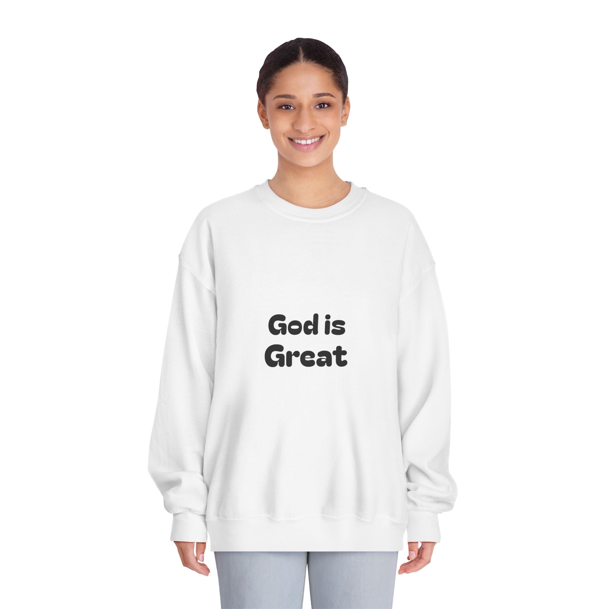 God Is Great Crewneck Sweatshirt — Minimal Faith Graphic Pullover