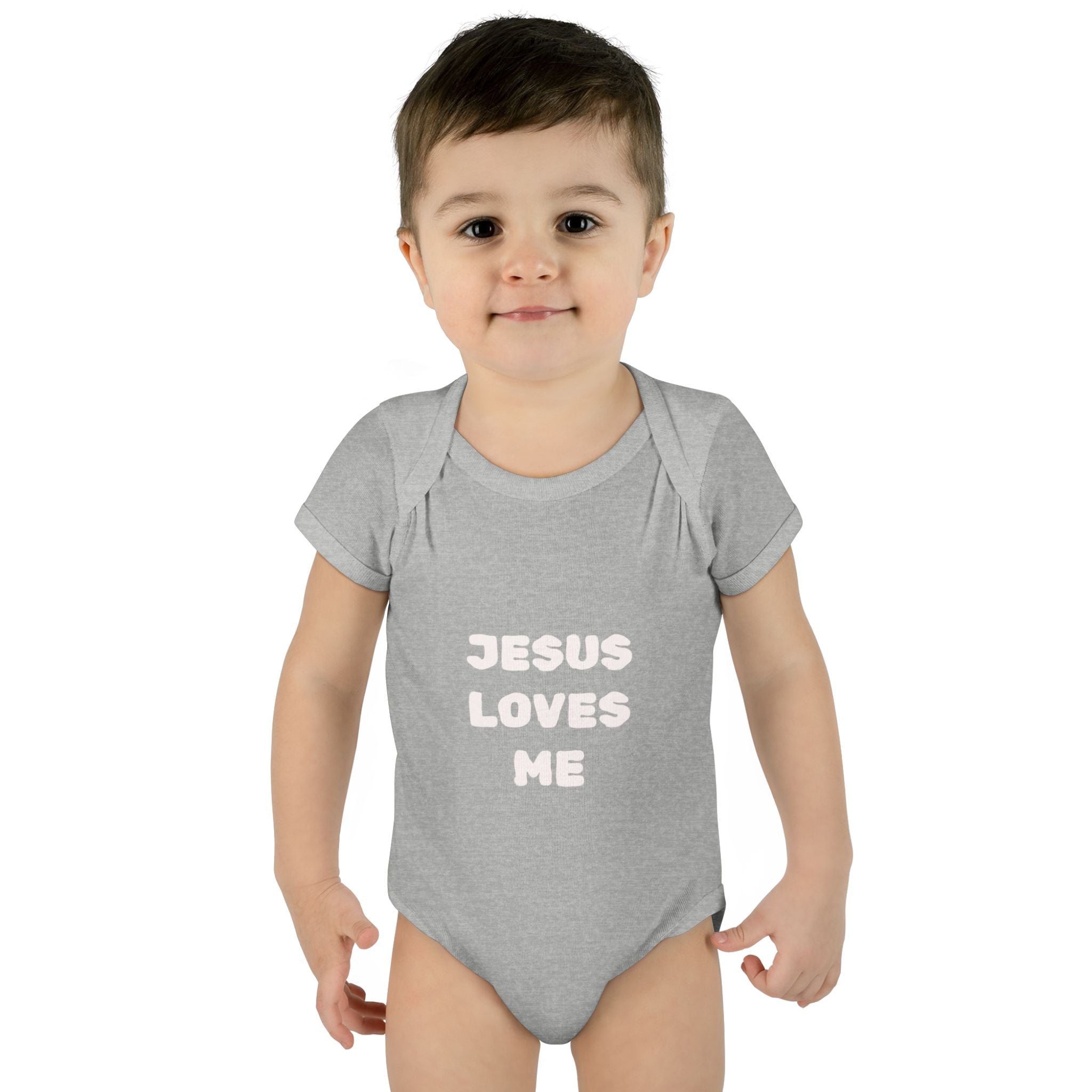 Jesus Loves Me Infant Rib One-Piece (Plain White)