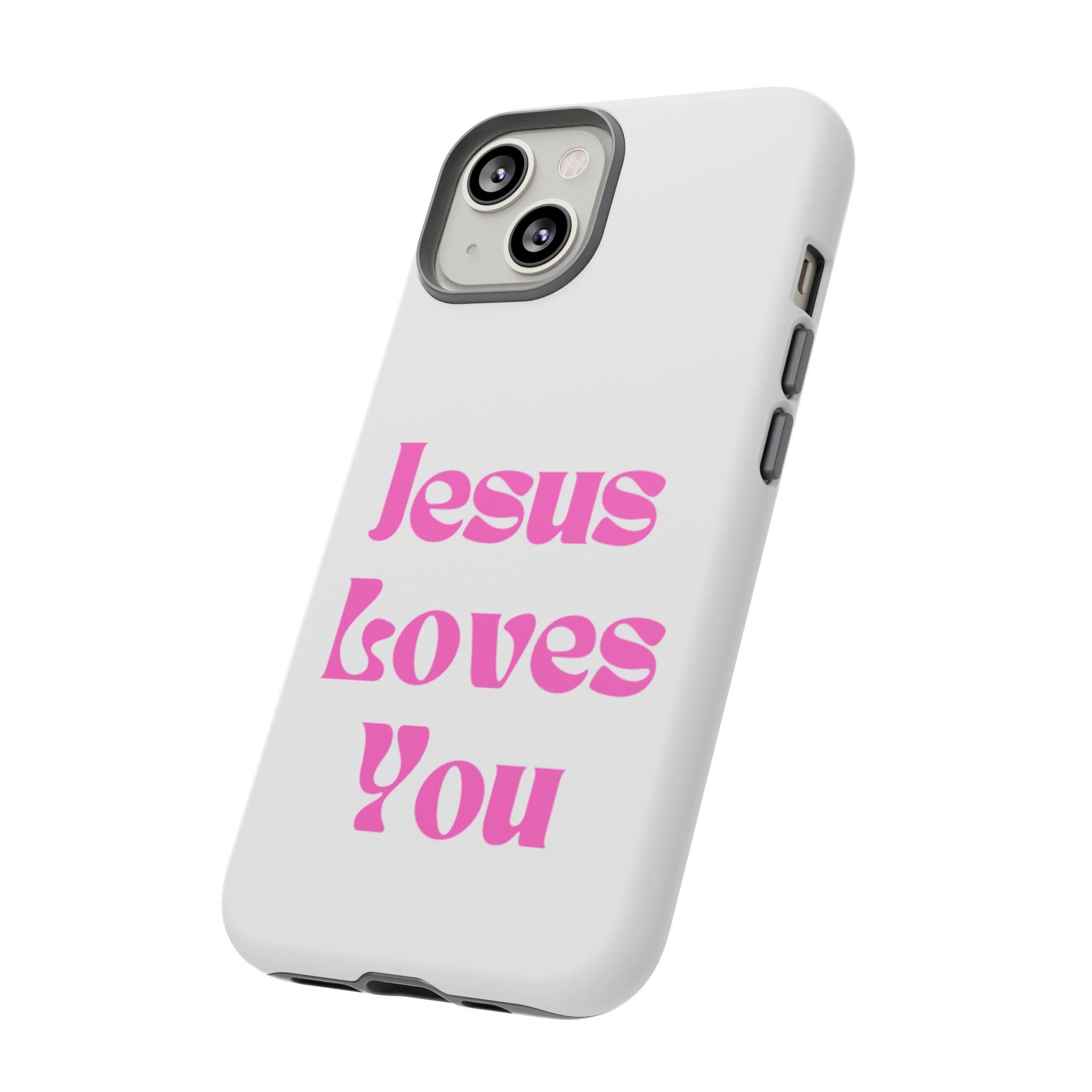 Jesus Loves You Phone Case — Pink Retro Christian Phone Cover