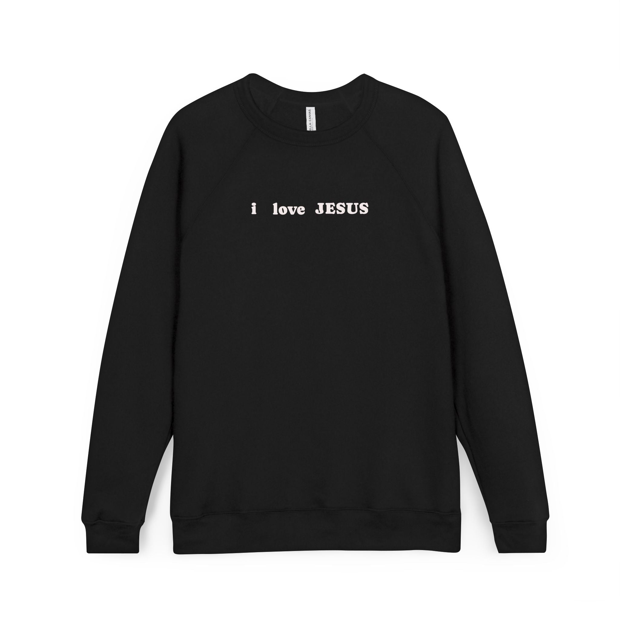 'I love JESUS' Raglan Sweatshirt — Christian Crewneck Pullover