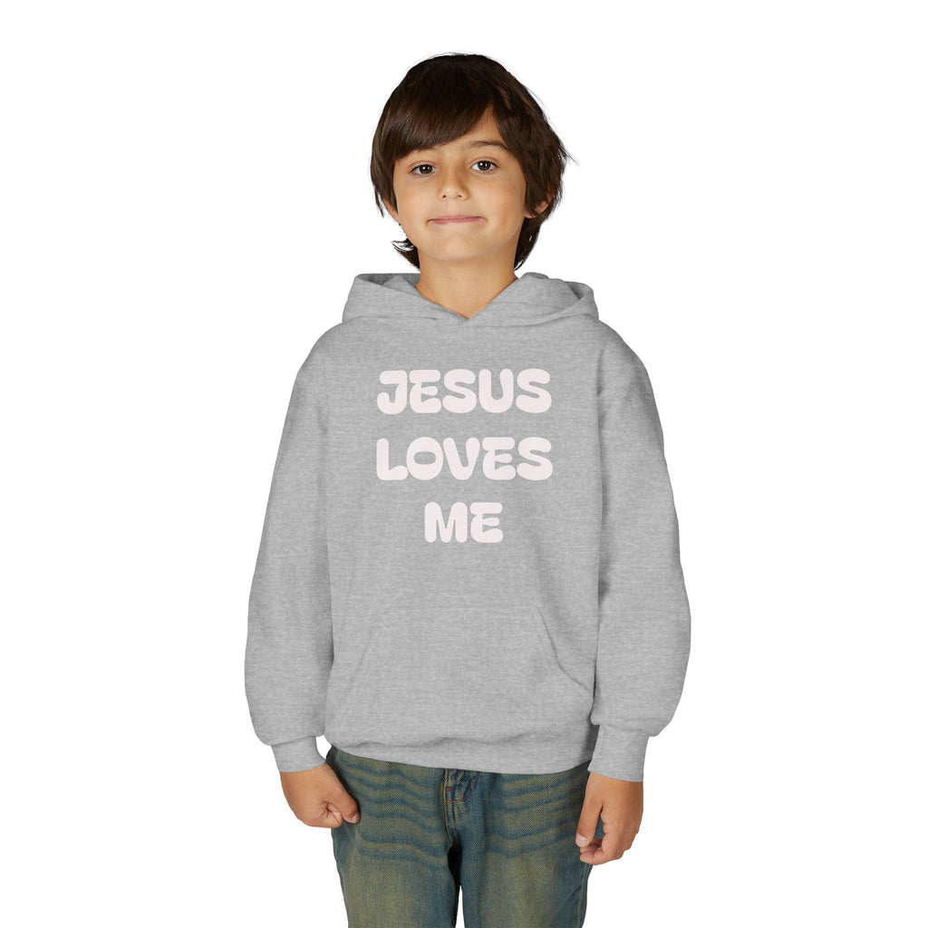 Youth Hoodie — 'Jesus Loves Me' Pastel Faith Pullover