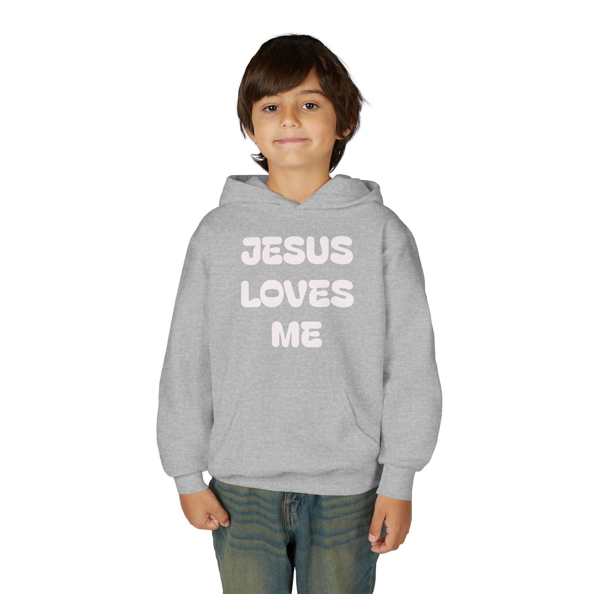 Youth Hoodie — 'Jesus Loves Me' Pastel Faith Pullover