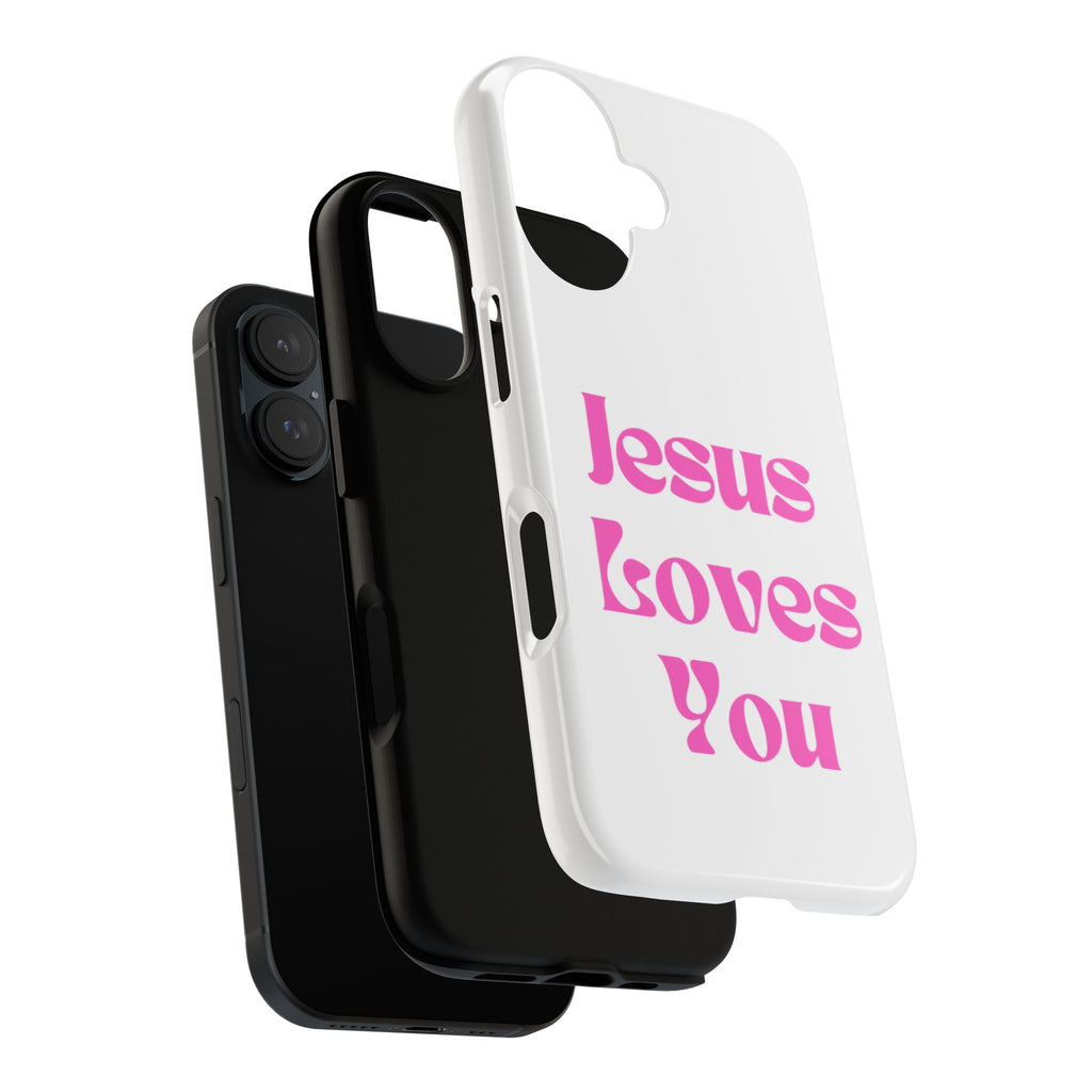 Jesus Loves You Phone Case — Pink Retro Christian Phone Cover