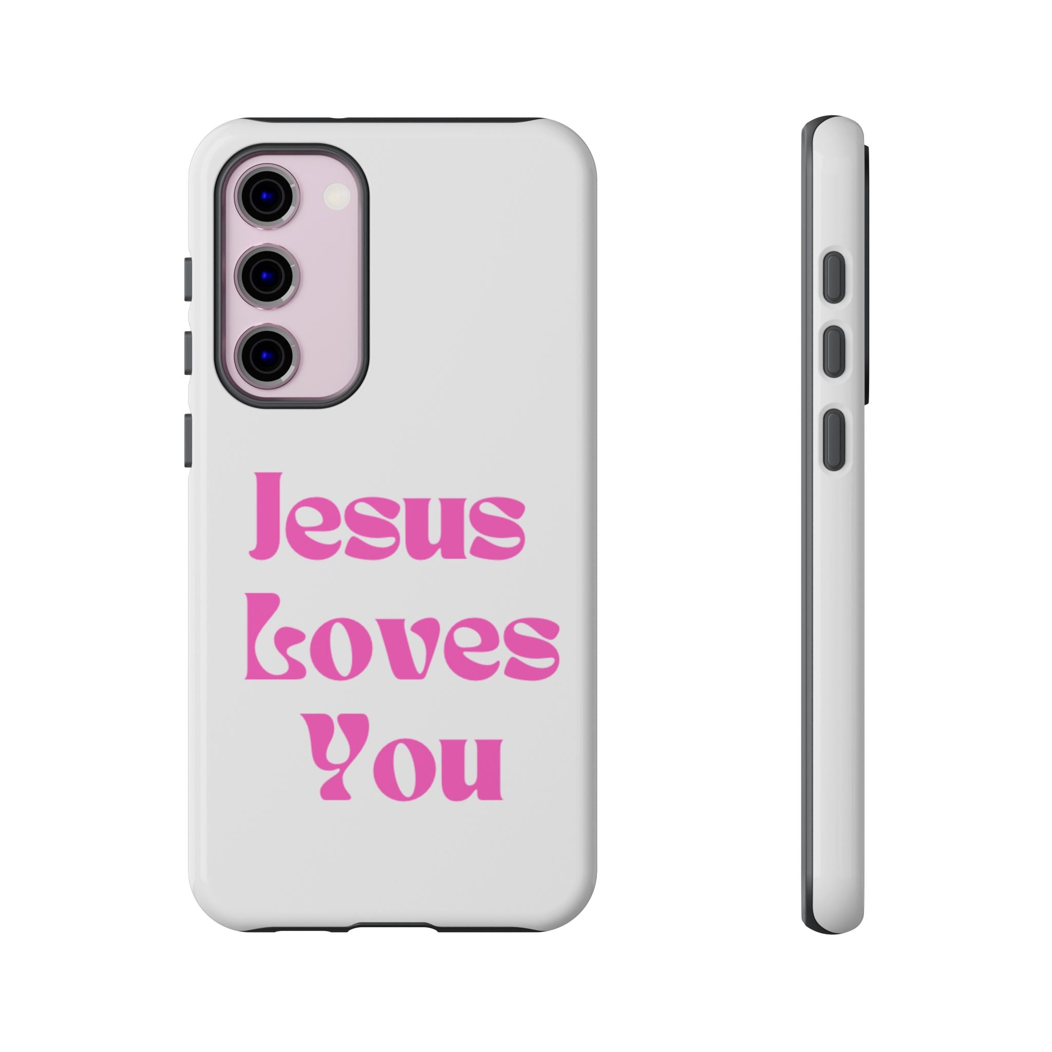 Jesus Loves You Phone Case — Pink Retro Christian Phone Cover