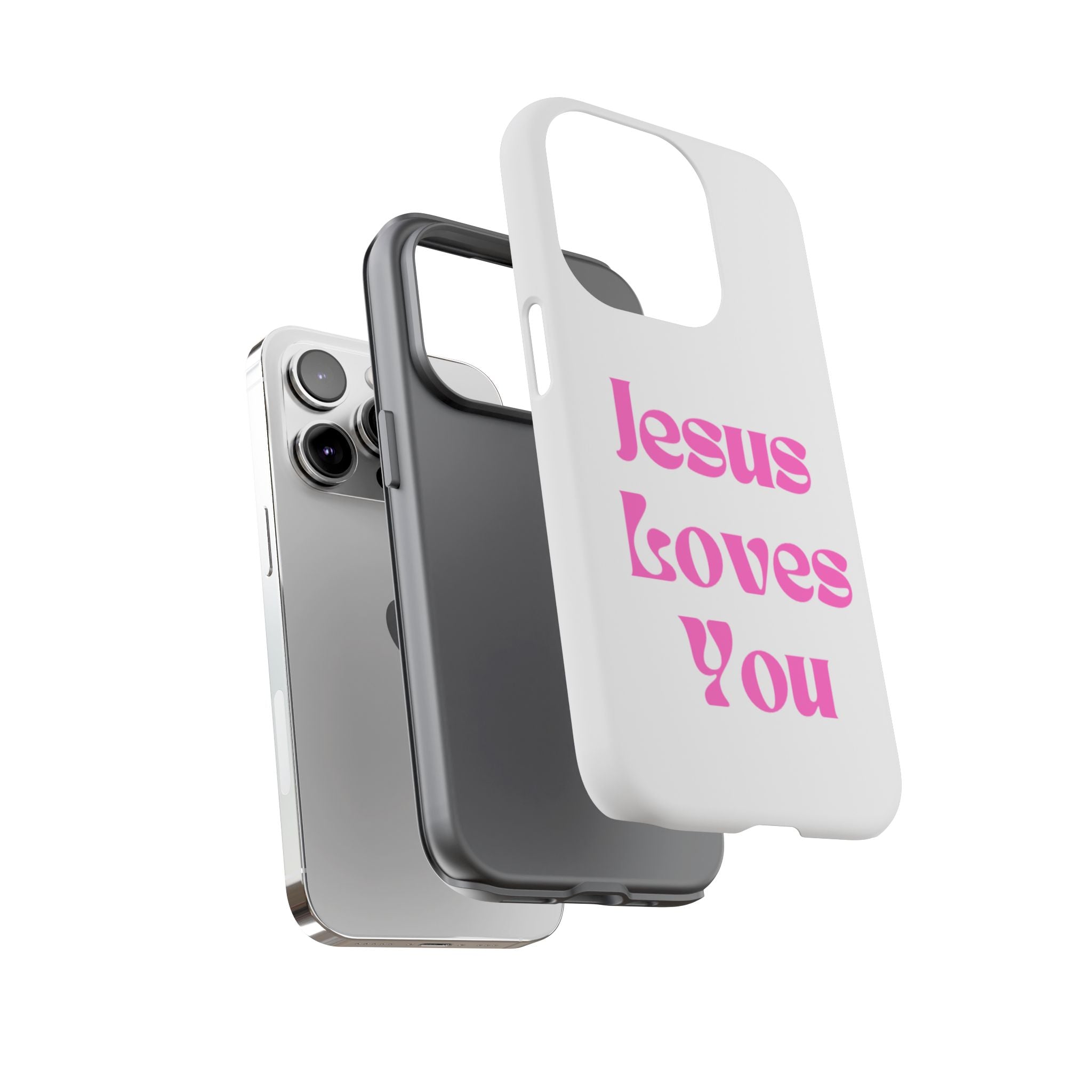 Jesus Loves You Phone Case — Pink Retro Christian Phone Cover