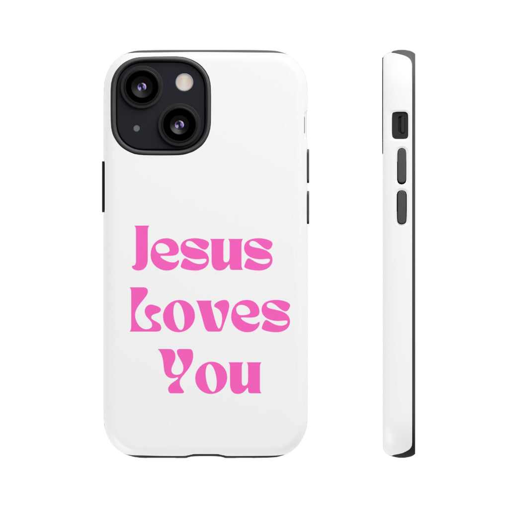 Jesus Loves You Phone Case — Pink Retro Christian Phone Cover