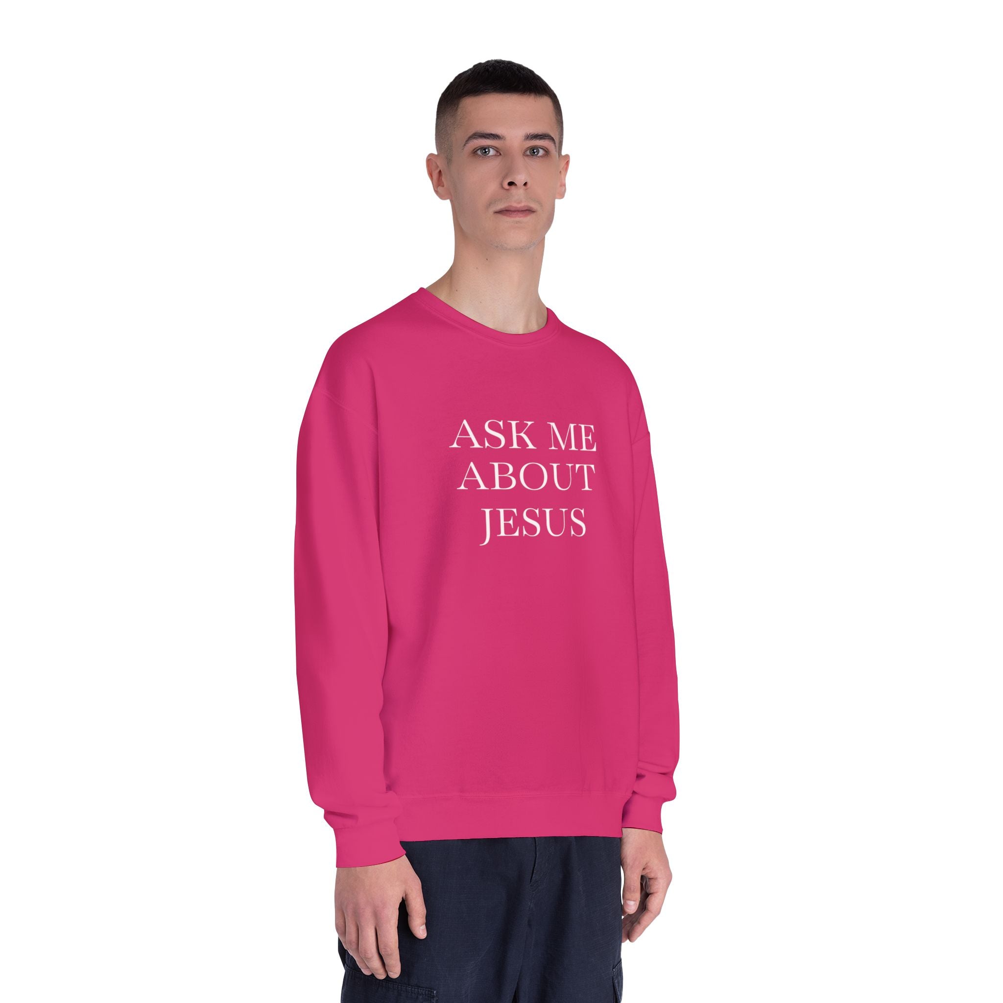 Ask Me About Jesus Sweatshirt — Start Conversations with Comfort