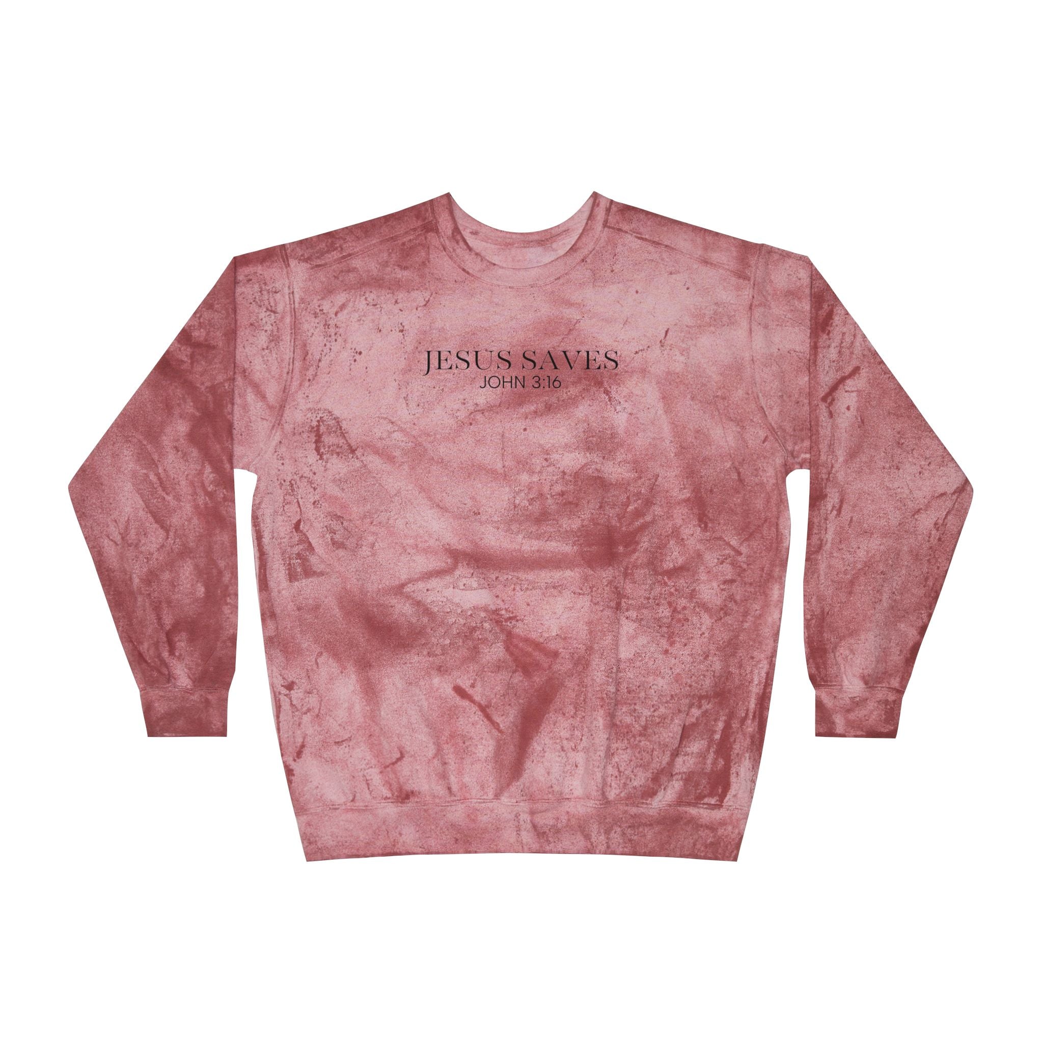 Jesus Saves Crewneck Sweatshirt - Marble Tie-Dye Christian Pullover