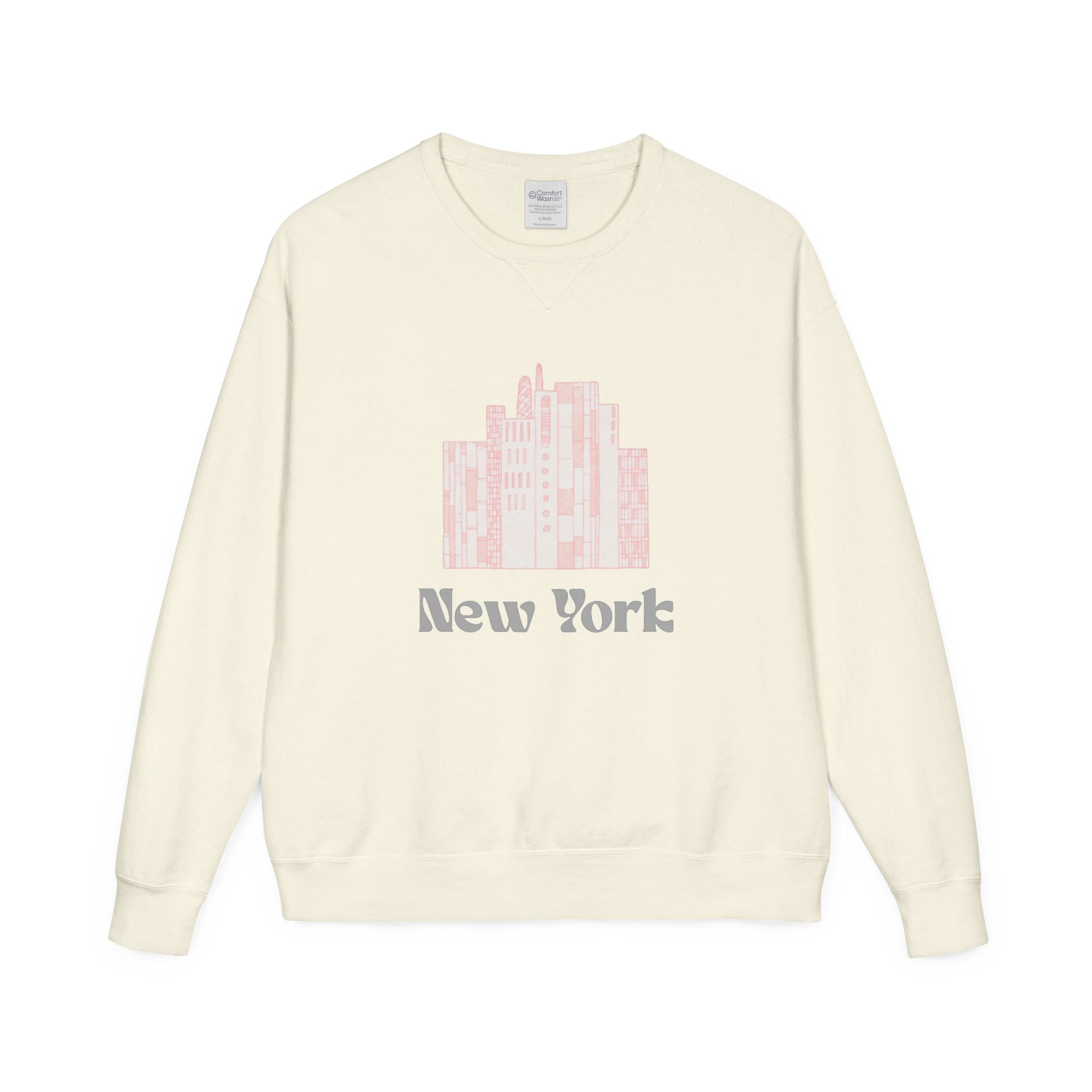 New York Skyline Crewneck Sweatshirt — Soft Pastel City Graphic