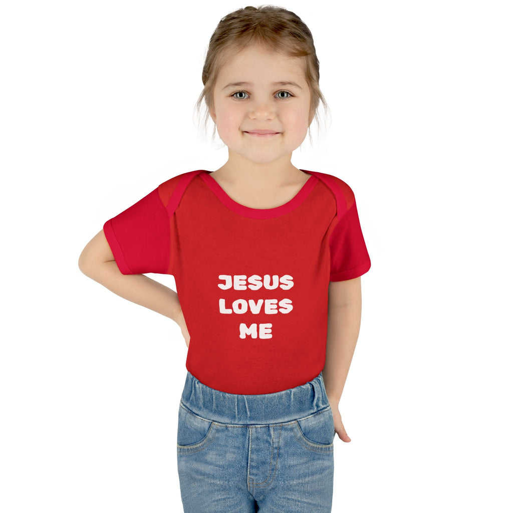 Jesus Loves Me Infant Rib One-Piece (Plain White)