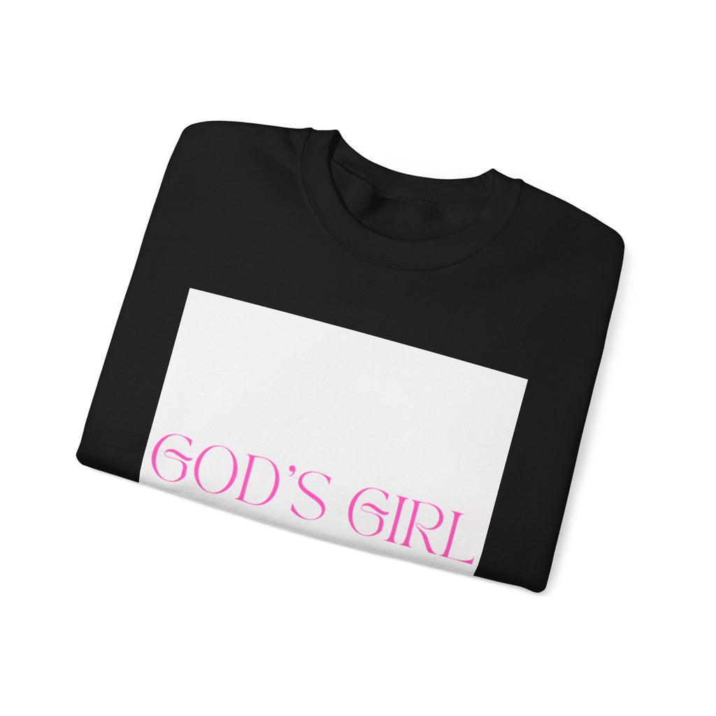Crewneck Sweatshirt — "GOD'S GIRL" Pink Script Christian Pullover