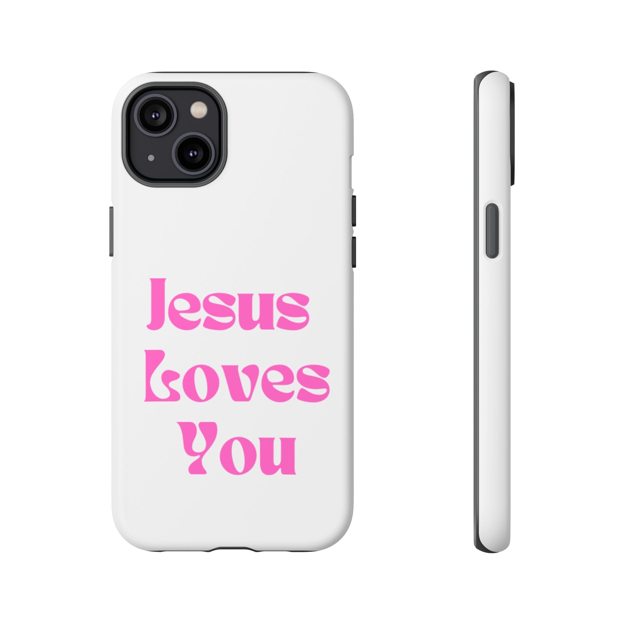 Jesus Loves You Phone Case — Pink Retro Christian Phone Cover