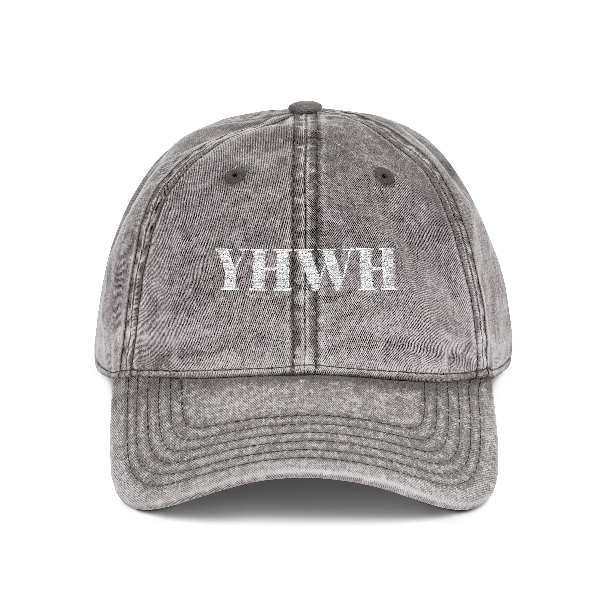Vintage YHWH Embroidered Cap — Distressed Red Religious Baseball Hat